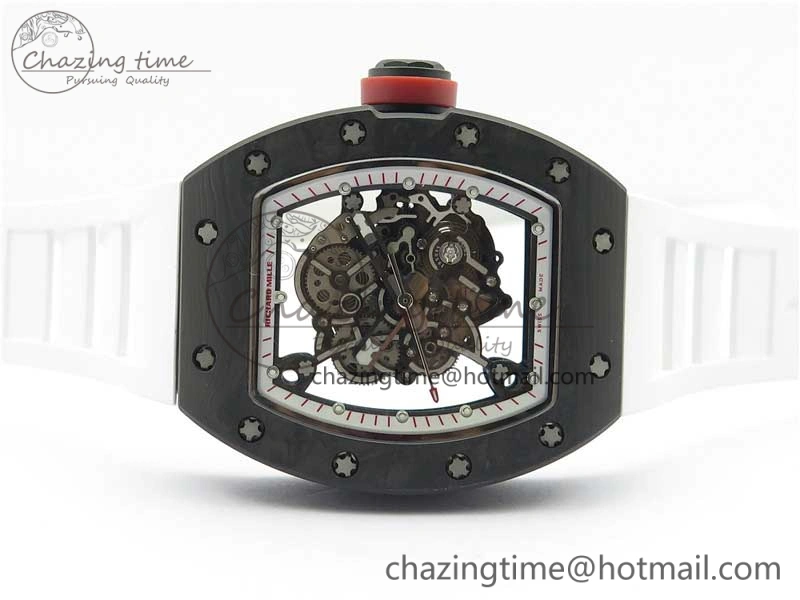 RM055 NTPT KVF Best Edition Skeleton Dial Red Crown on White Rubber Strap MIYOTA8215 V3