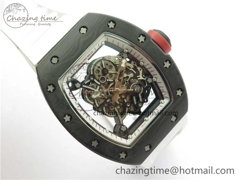 RM055 NTPT KVF Best Edition Skeleton Dial Red Crown on White Rubber Strap MIYOTA8215 V3