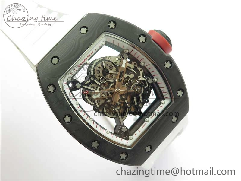 RM055 NTPT KVF Best Edition Skeleton Dial Red Crown on White Rubber Strap MIYOTA8215 V3