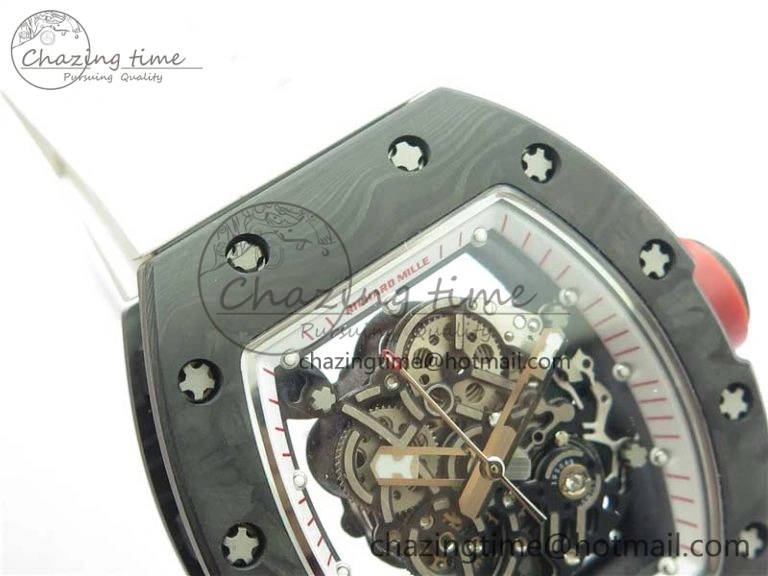 RM055 NTPT KVF Best Edition Skeleton Dial Red Crown on White Rubber Strap MIYOTA8215 V3