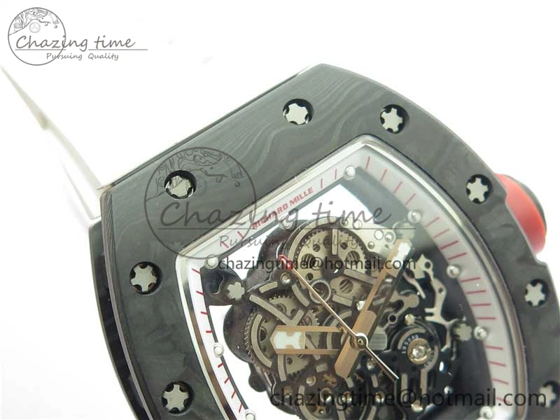 RM055 NTPT KVF Best Edition Skeleton Dial Red Crown on White Rubber Strap MIYOTA8215 V3