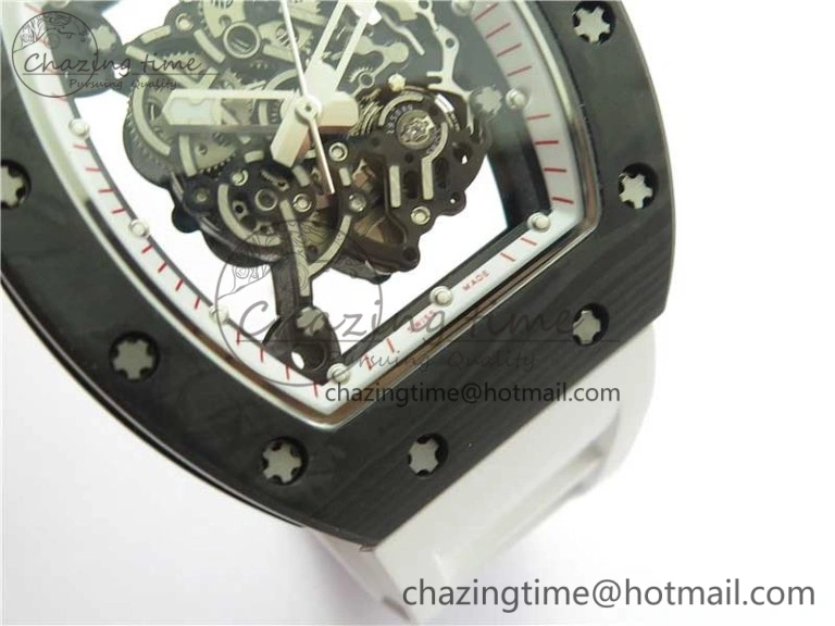 RM055 NTPT KVF Best Edition Skeleton Dial Red Crown on White Rubber Strap MIYOTA8215 V3