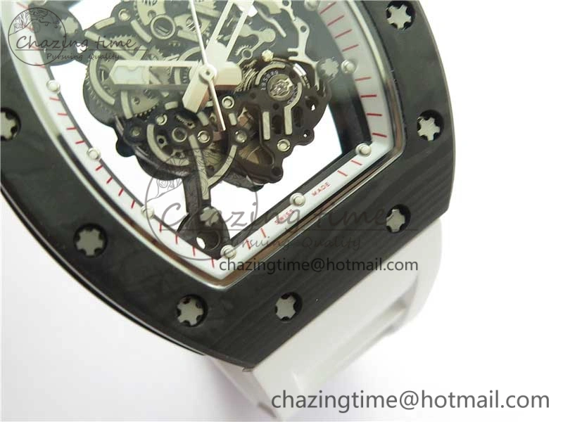 RM055 NTPT KVF Best Edition Skeleton Dial Red Crown on White Rubber Strap MIYOTA8215 V3