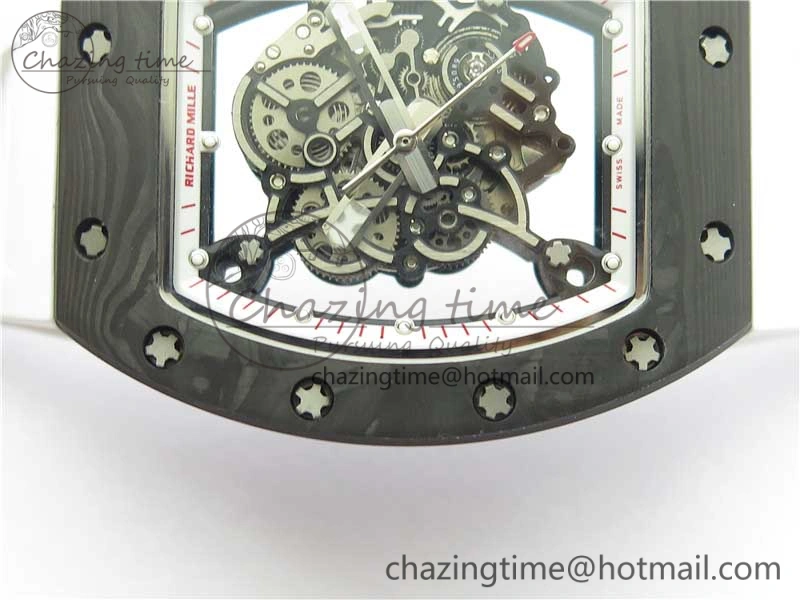 RM055 NTPT KVF Best Edition Skeleton Dial Red Crown on White Rubber Strap MIYOTA8215 V3