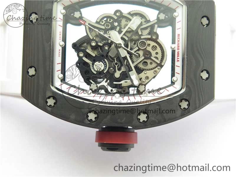 RM055 NTPT KVF Best Edition Skeleton Dial Red Crown on White Rubber Strap MIYOTA8215 V3