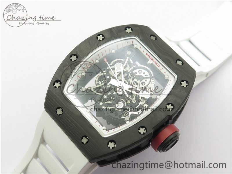 RM055 NTPT KVF Best Edition Skeleton Dial Red Crown on White Rubber Strap MIYOTA8215 V3