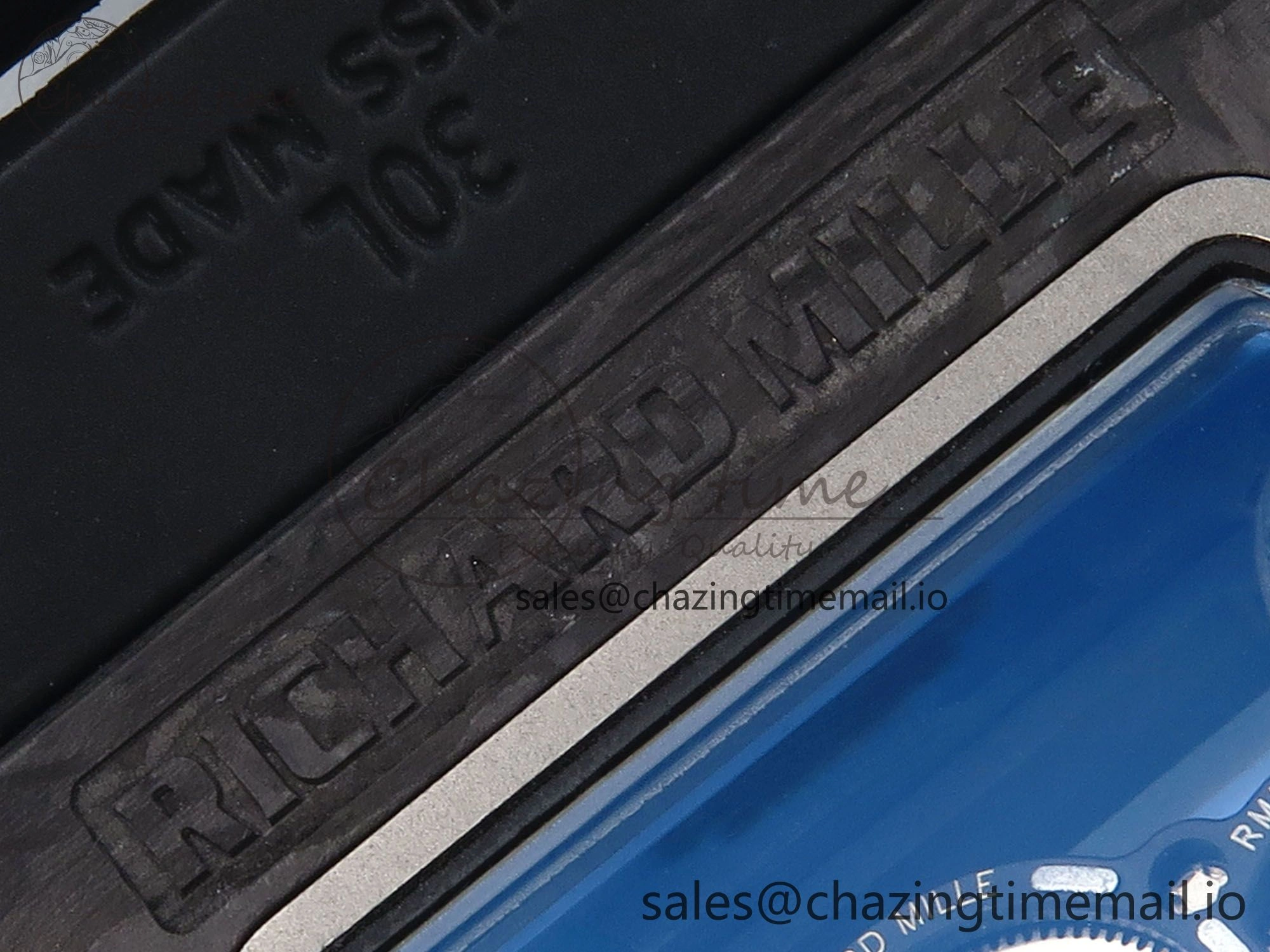 RM055 NTPT UOKF 1:1 Best Edition Blue Inner Bezel Black Crown on Black Rubber Strap RMUL2 Super Clone