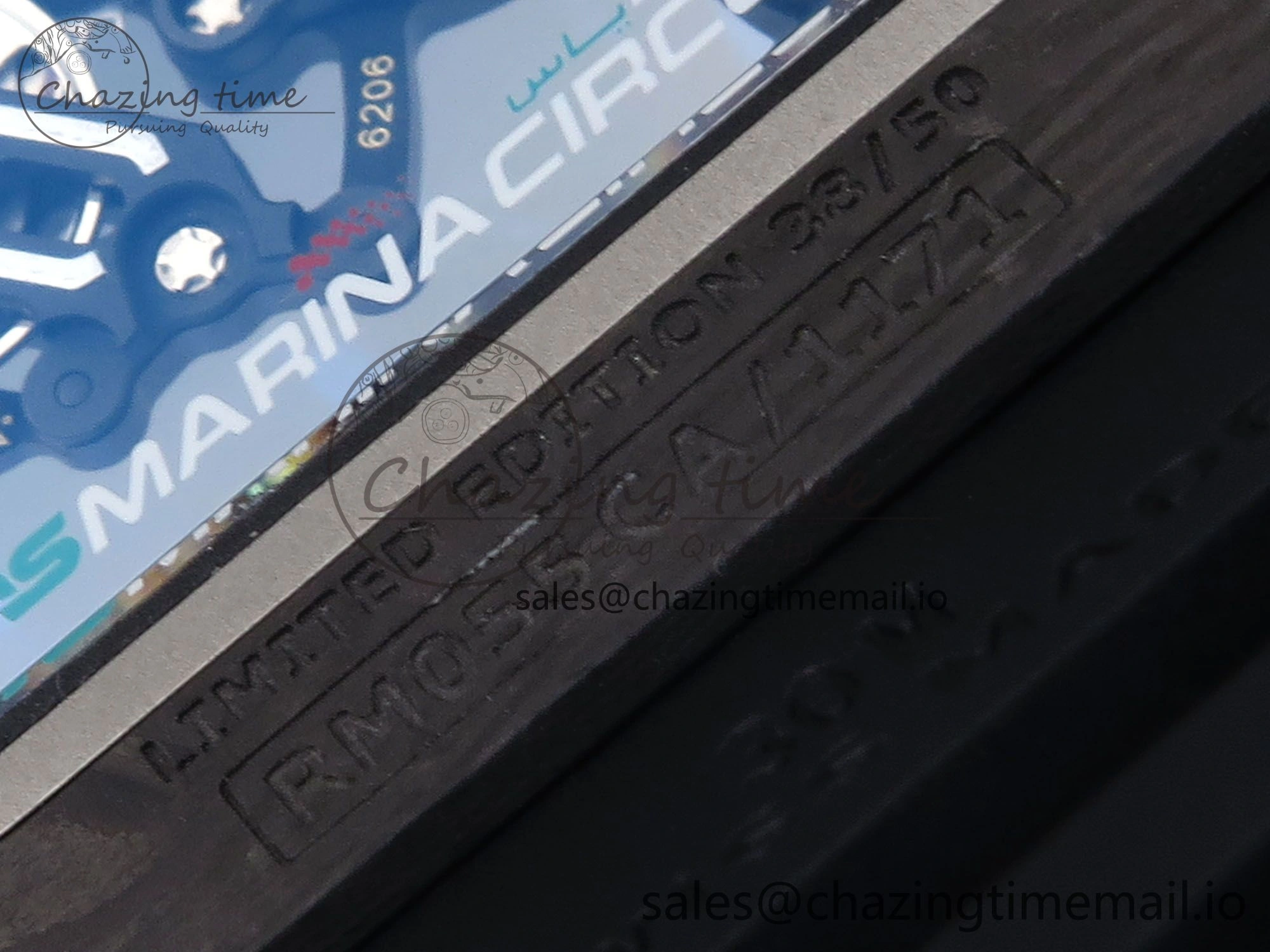 RM055 NTPT UOKF 1:1 Best Edition Blue Inner Bezel Black Crown on Black Rubber Strap RMUL2 Super Clone