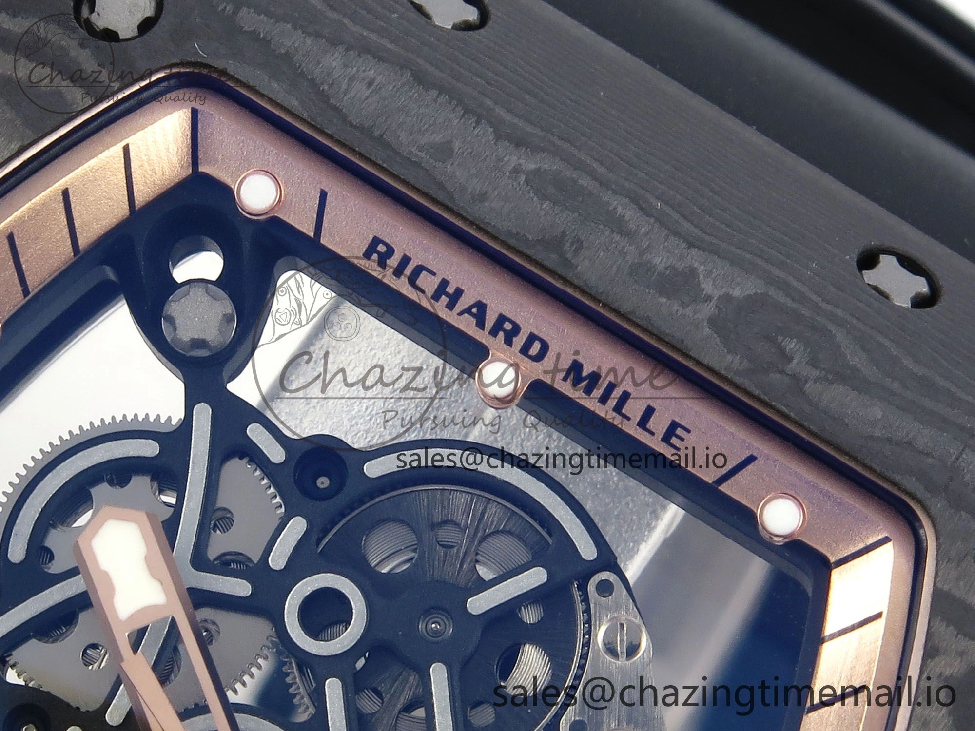 RM055 NTPT UOKF 1:1 Best Edition RG Inner Bezel Black Crown on Black Rubber Strap RMUL2 Super Clone