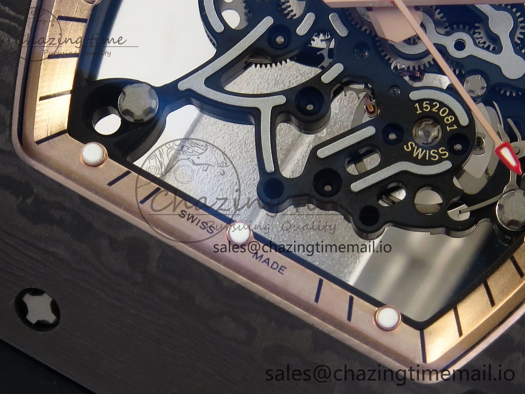RM055 NTPT UOKF 1:1 Best Edition RG Inner Bezel Black Crown on Black Rubber Strap RMUL2 Super Clone