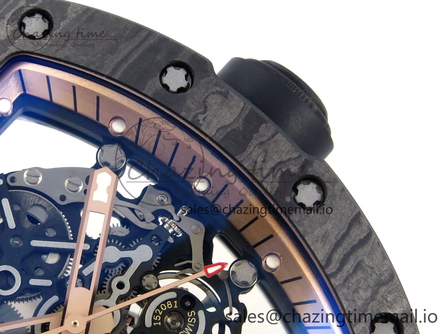 RM055 NTPT UOKF 1:1 Best Edition RG Inner Bezel Black Crown on Black Rubber Strap RMUL2 Super Clone