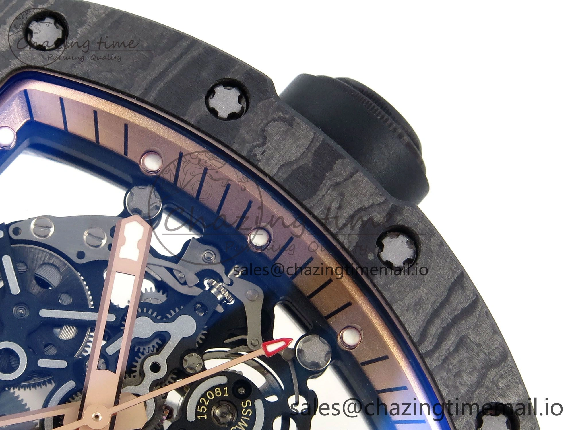 RM055 NTPT UOKF 1:1 Best Edition RG Inner Bezel Black Crown on Black Rubber Strap RMUL2 Super Clone