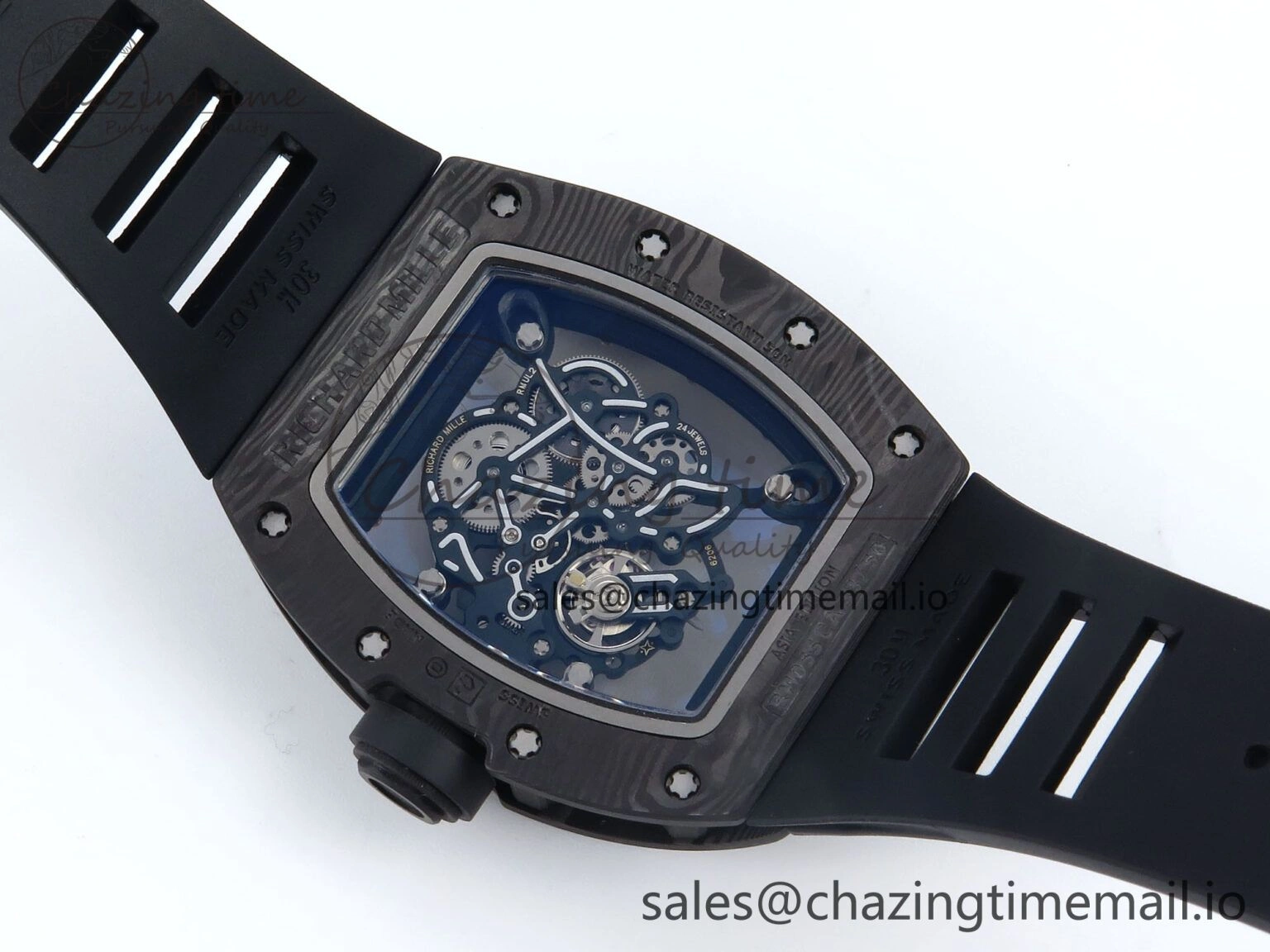 RM055 NTPT UOKF 1:1 Best Edition RG Inner Bezel Black Crown on Black Rubber Strap RMUL2 Super Clone