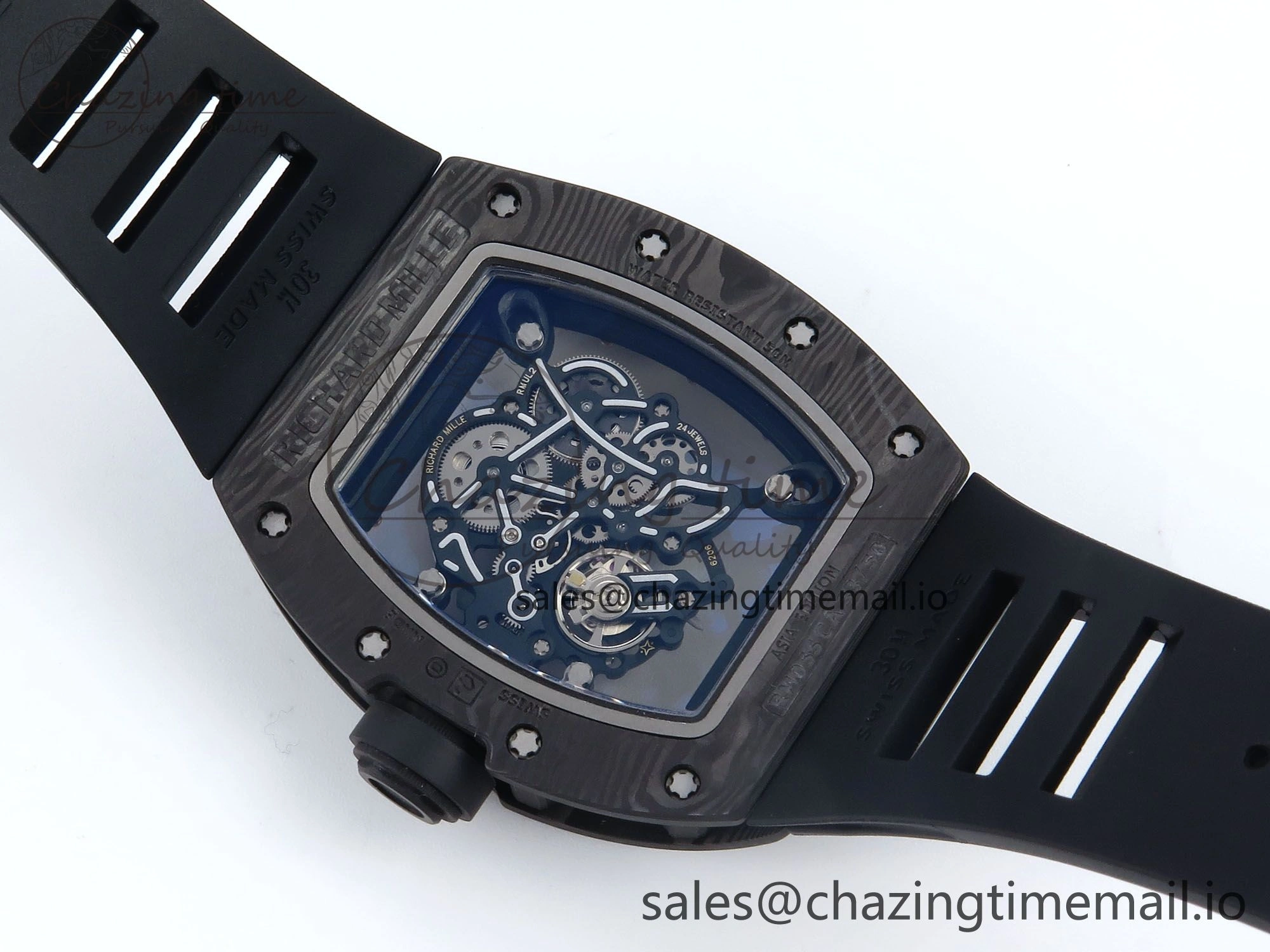 RM055 NTPT UOKF 1:1 Best Edition RG Inner Bezel Black Crown on Black Rubber Strap RMUL2 Super Clone
