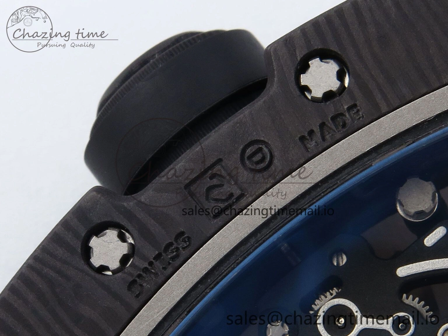 RM055 NTPT UOKF 1:1 Best Edition RG Inner Bezel Black Crown on Black Rubber Strap RMUL2 Super Clone