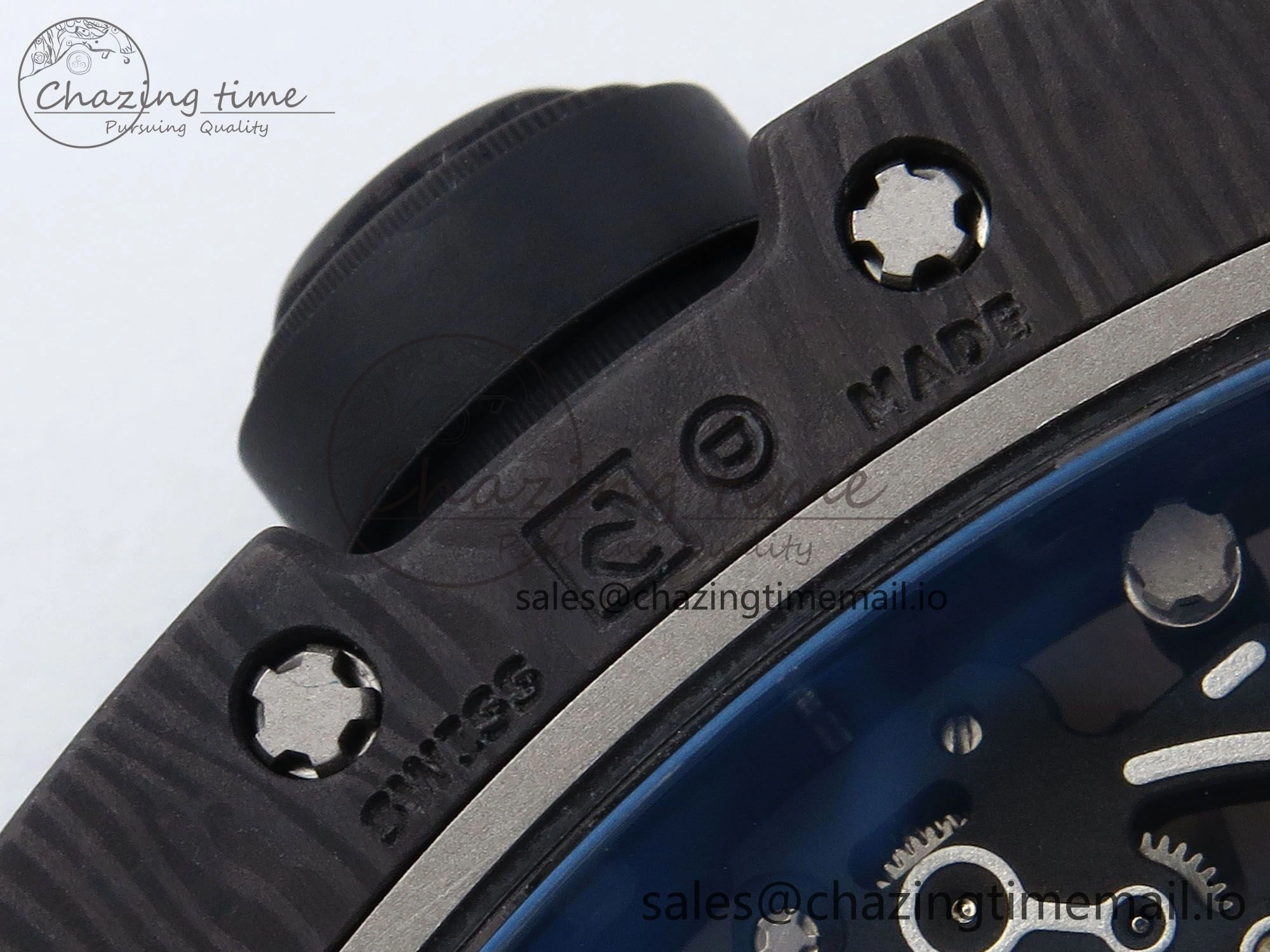 RM055 NTPT UOKF 1:1 Best Edition RG Inner Bezel Black Crown on Black Rubber Strap RMUL2 Super Clone