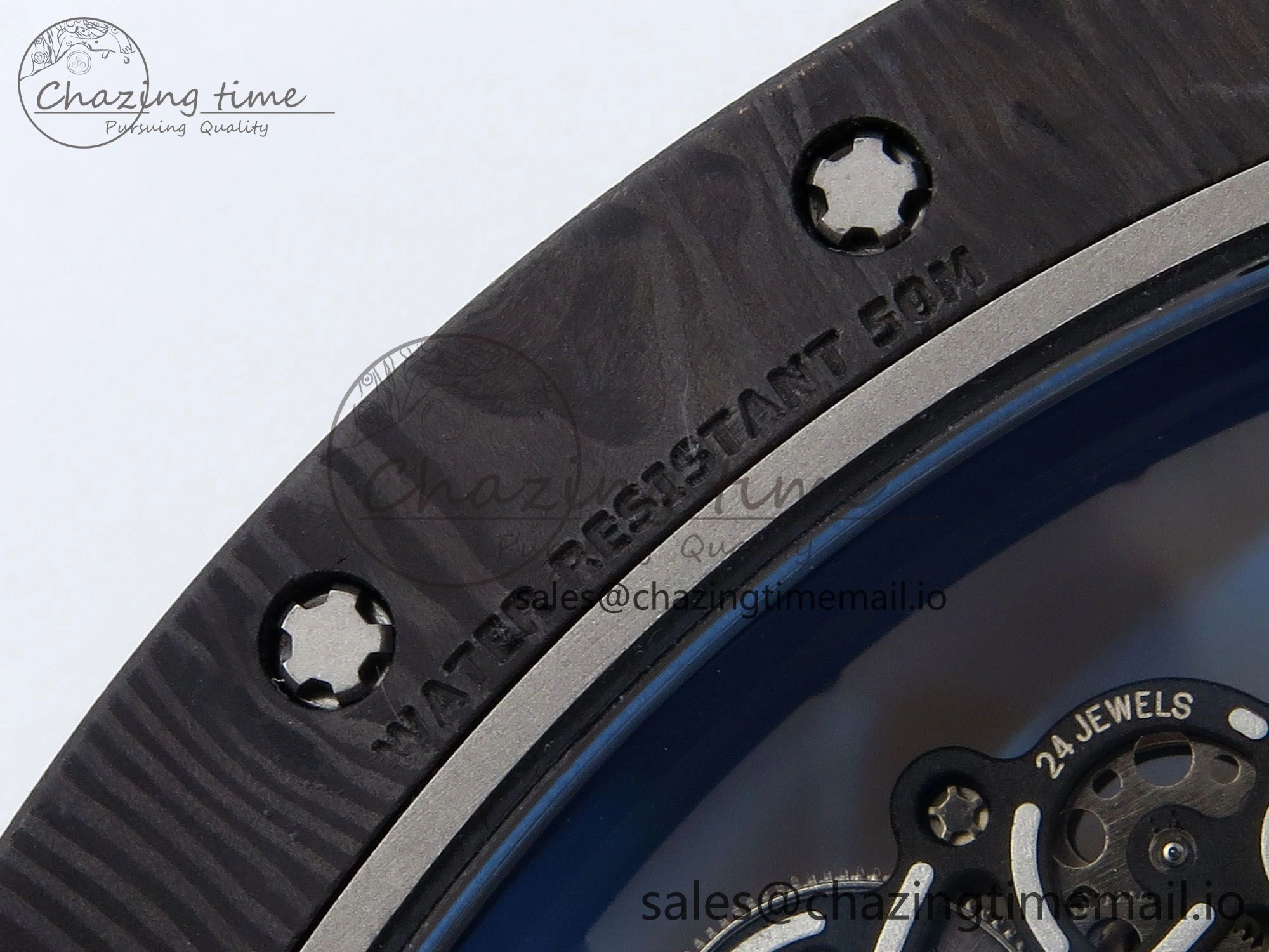 RM055 NTPT UOKF 1:1 Best Edition RG Inner Bezel Black Crown on Black Rubber Strap RMUL2 Super Clone
