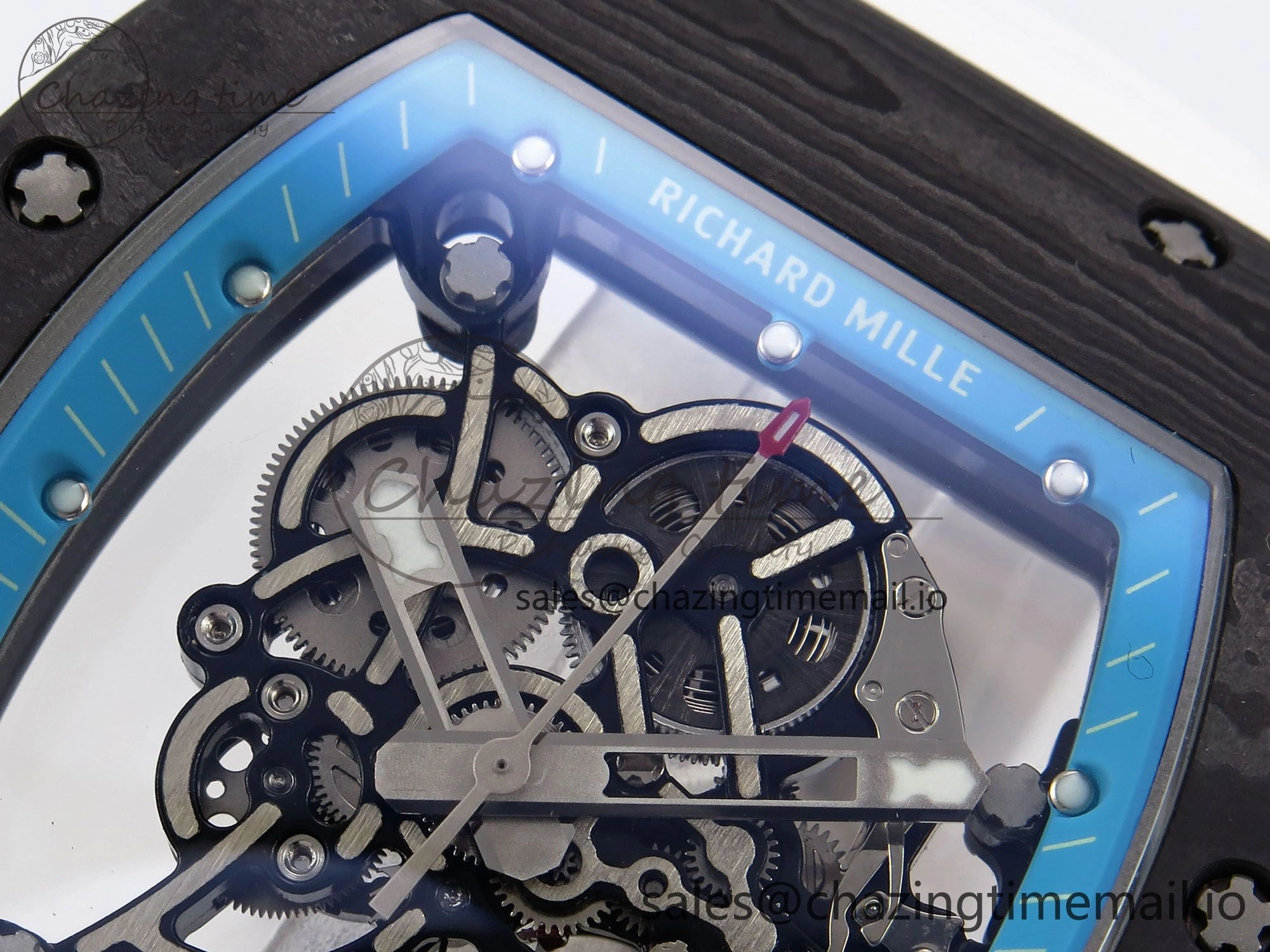 RM055 NTPT YSF 1:1 Best Edition Blue Bezel Blue Crown on White Rubber Strap RMUL2 Super Clone