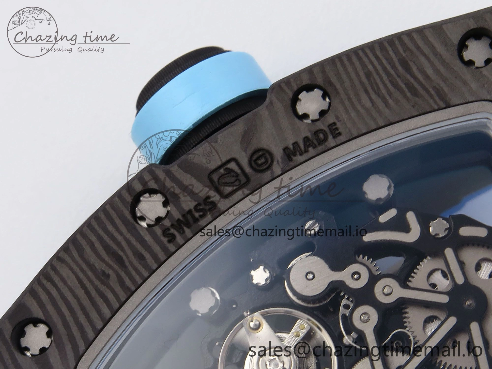 RM055 NTPT YSF 1:1 Best Edition Blue Bezel Blue Crown on White Rubber Strap RMUL2 Super Clone