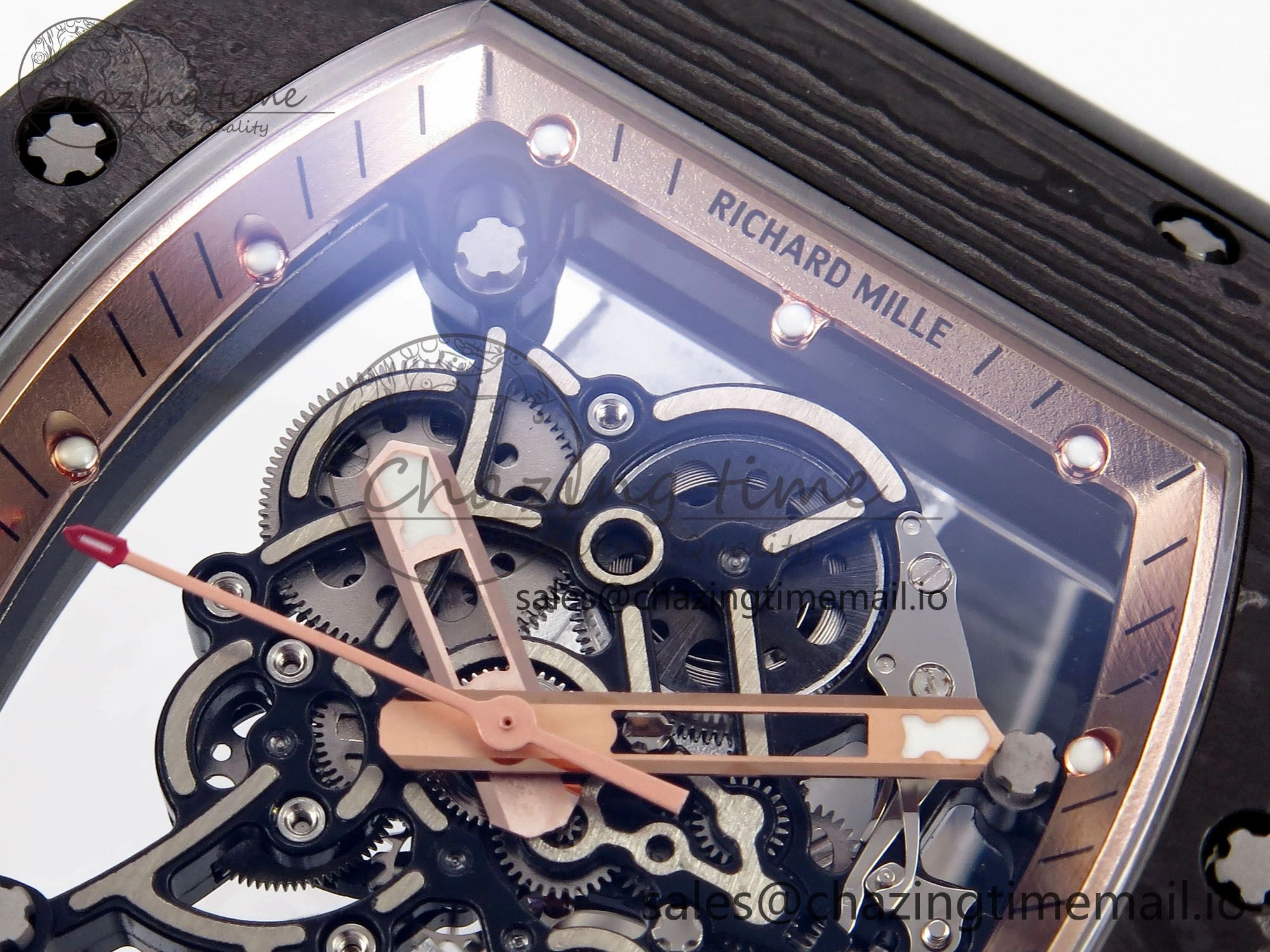 RM055 NTPT YSF 1:1 Best Edition RG Bezel Black Crown on Black Rubber Strap RMUL2 Super Clone