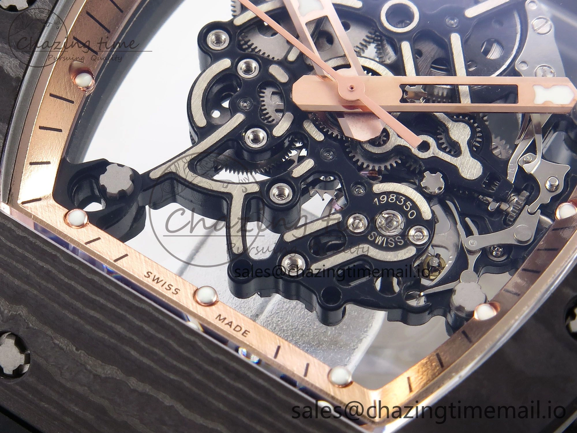 RM055 NTPT YSF 1:1 Best Edition RG Bezel Black Crown on Black Rubber Strap RMUL2 Super Clone