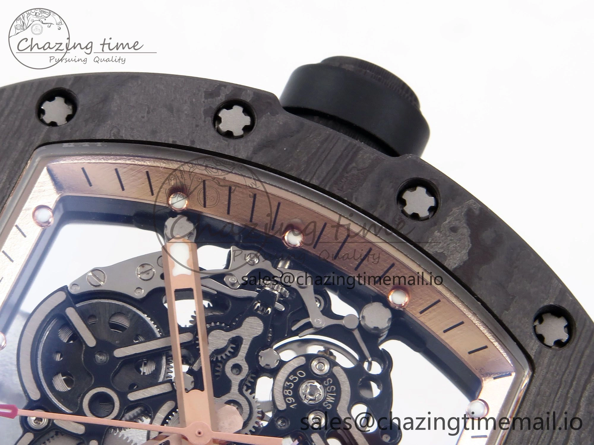 RM055 NTPT YSF 1:1 Best Edition RG Bezel Black Crown on Black Rubber Strap RMUL2 Super Clone