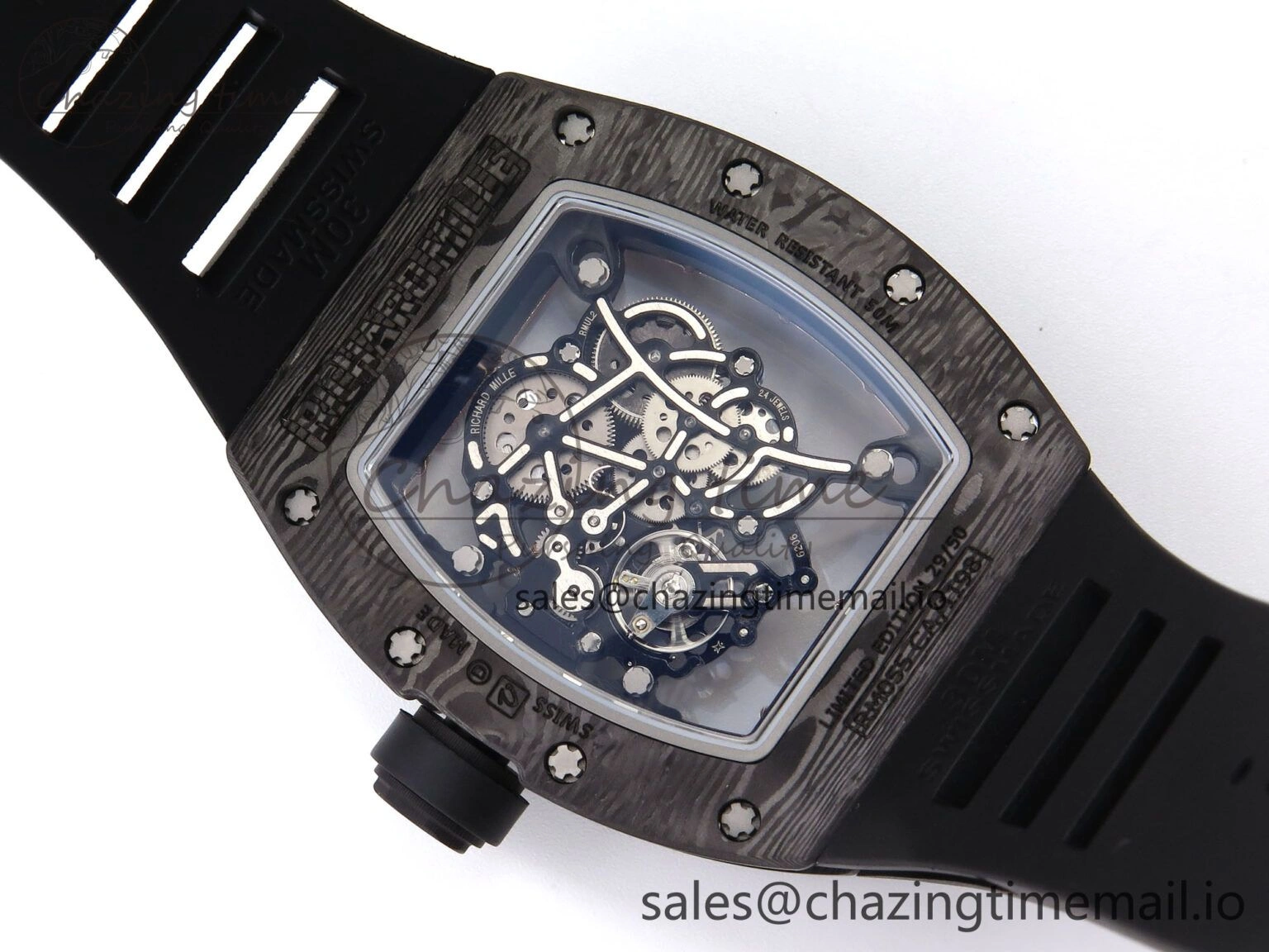 RM055 NTPT YSF 1:1 Best Edition RG Bezel Black Crown on Black Rubber Strap RMUL2 Super Clone