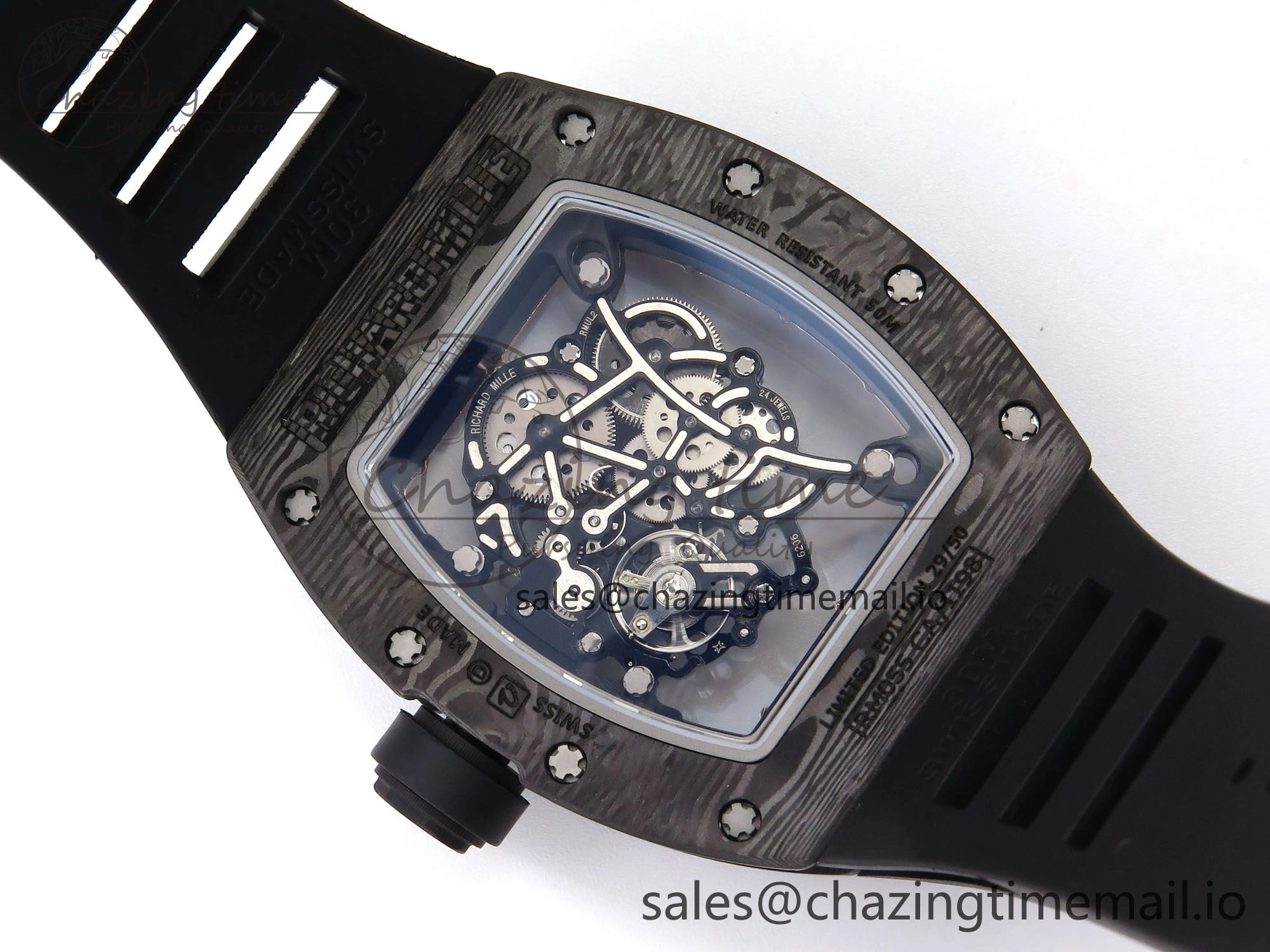 RM055 NTPT YSF 1:1 Best Edition RG Bezel Black Crown on Black Rubber Strap RMUL2 Super Clone