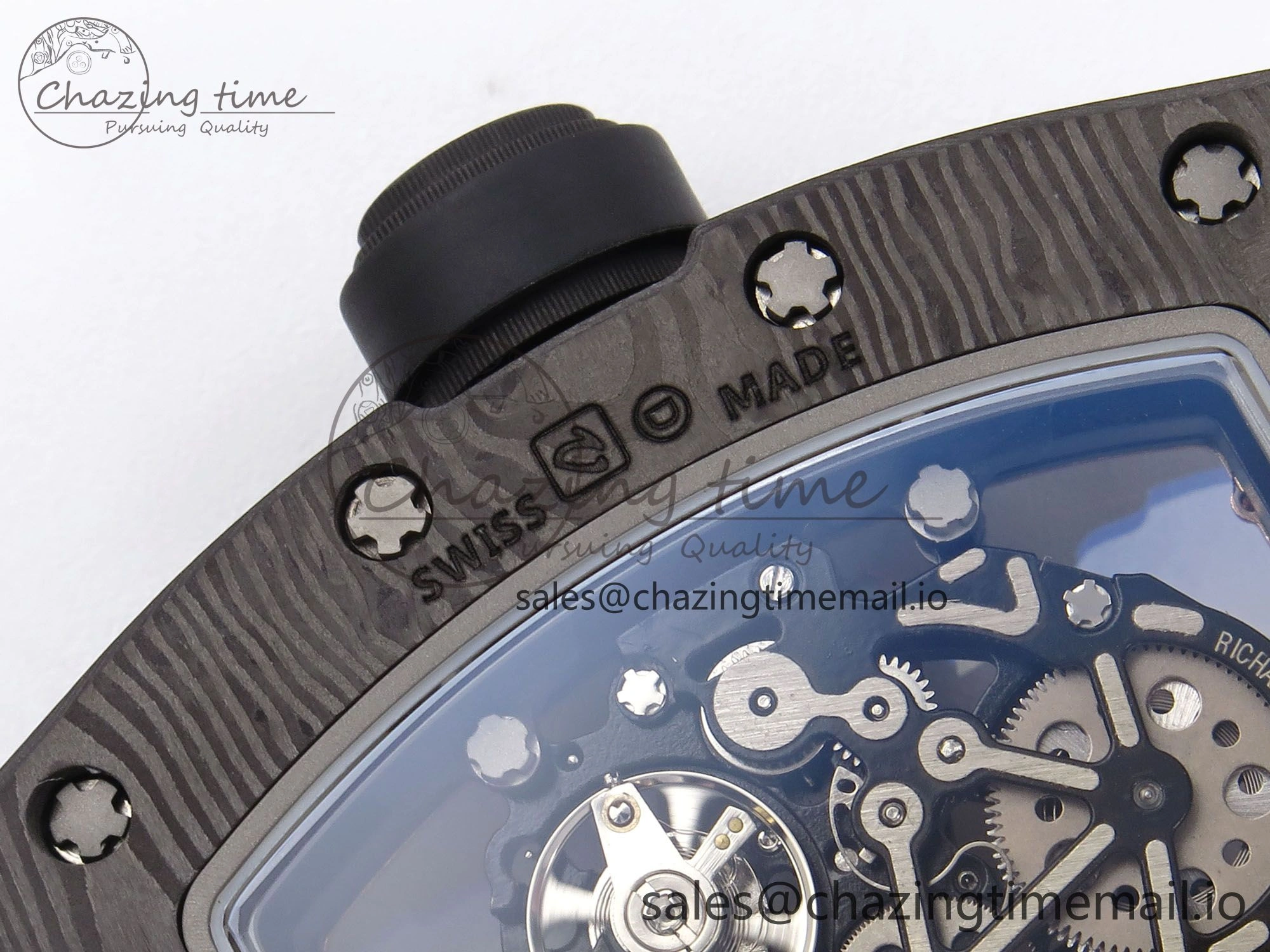 RM055 NTPT YSF 1:1 Best Edition RG Bezel Black Crown on Black Rubber Strap RMUL2 Super Clone