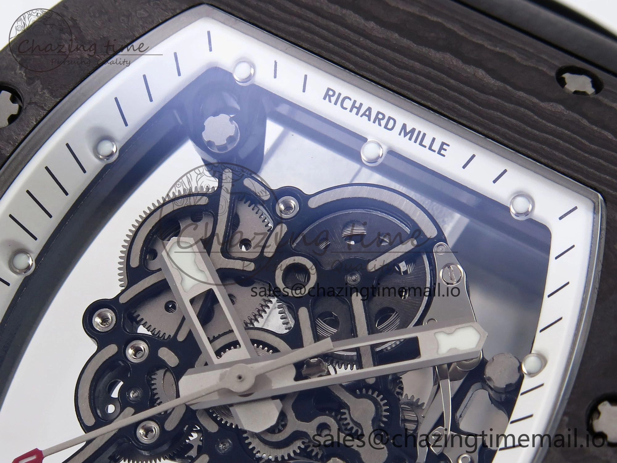RM055 NTPT YSF 1:1 Best Edition White Bezel White Crown on Black Rubber Strap RMUL2 Super Clone