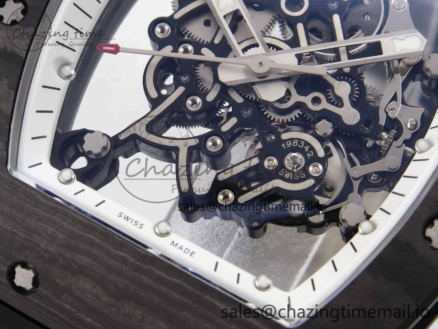 RM055 NTPT YSF 1:1 Best Edition White Bezel White Crown on Black Rubber Strap RMUL2 Super Clone