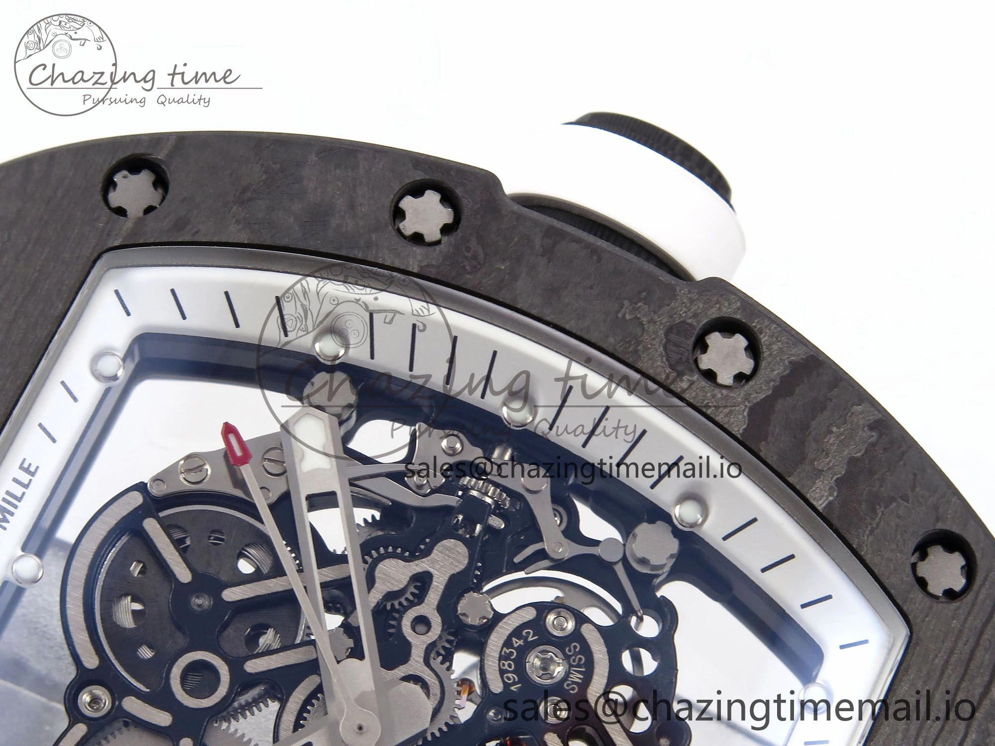 RM055 NTPT YSF 1:1 Best Edition White Bezel White Crown on Black Rubber Strap RMUL2 Super Clone