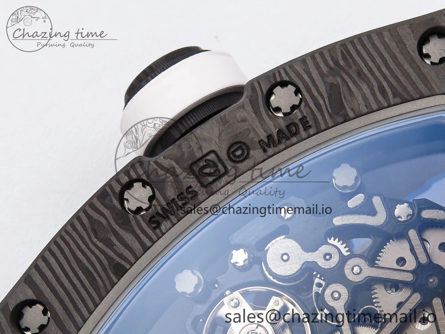 RM055 NTPT YSF 1:1 Best Edition White Bezel White Crown on Black Rubber Strap RMUL2 Super Clone