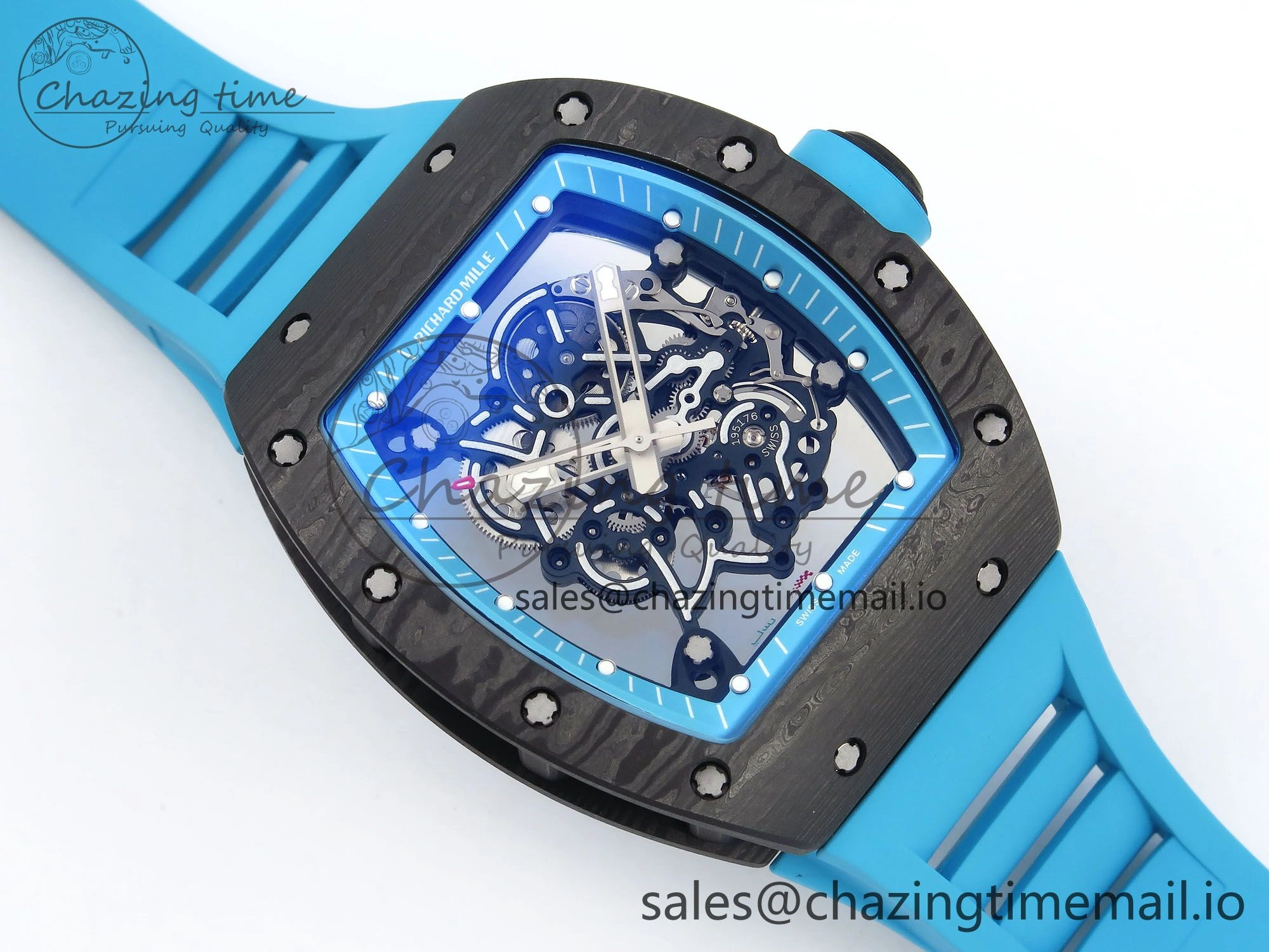 RM055 NTPT ZF 1:1 Best Edition Blue Bezel Blue Crown on Rubber Strap RMUL2 Super Clone