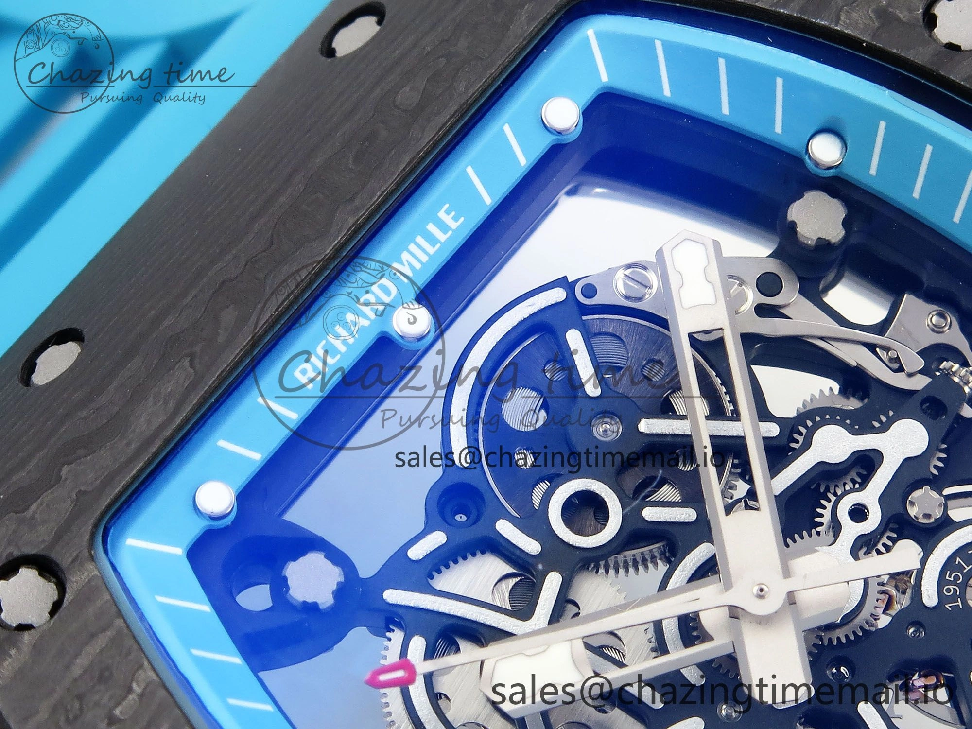 RM055 NTPT ZF 1:1 Best Edition Blue Bezel Blue Crown on Rubber Strap RMUL2 Super Clone