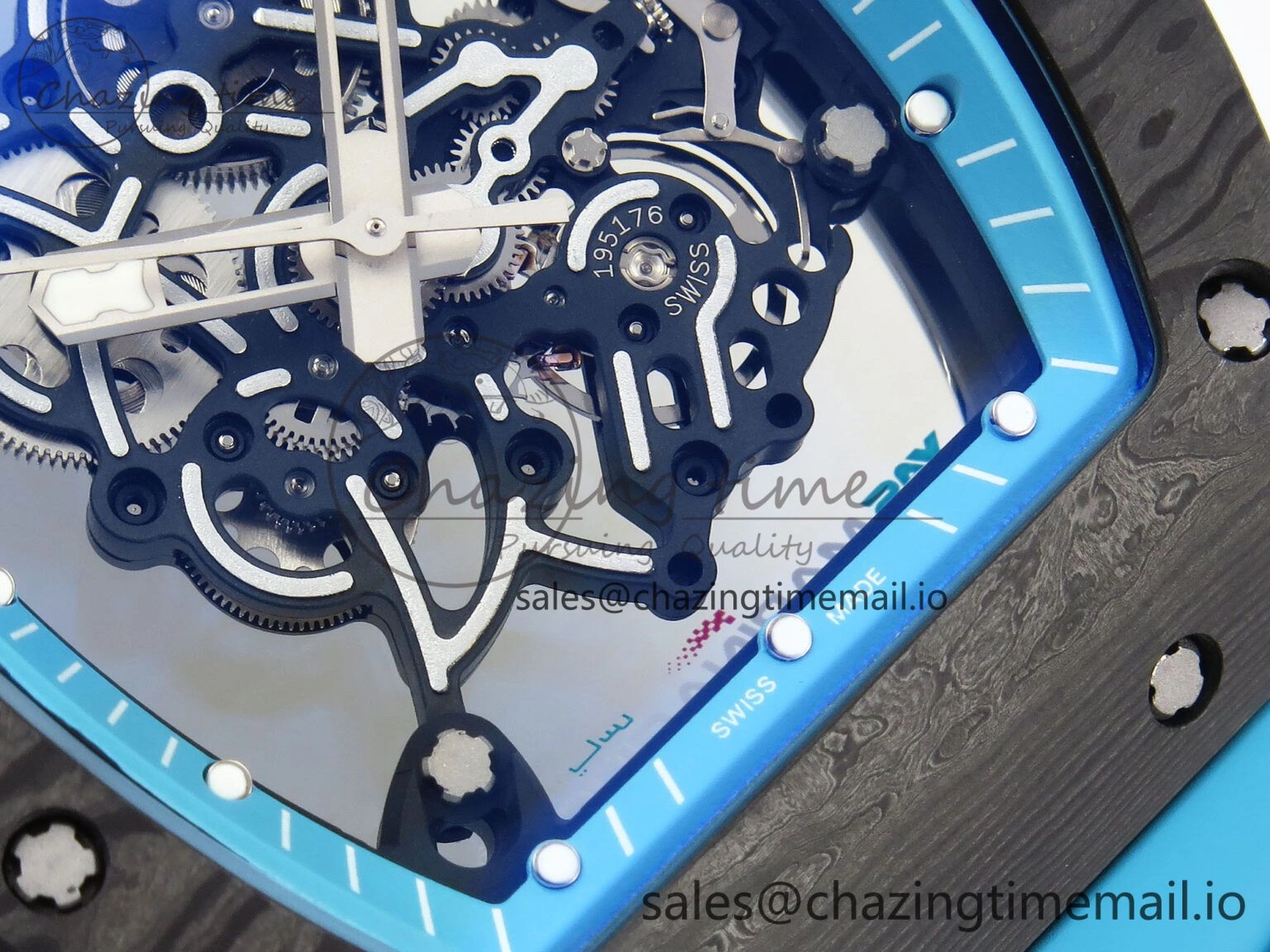 RM055 NTPT ZF 1:1 Best Edition Blue Bezel Blue Crown on Rubber Strap RMUL2 Super Clone