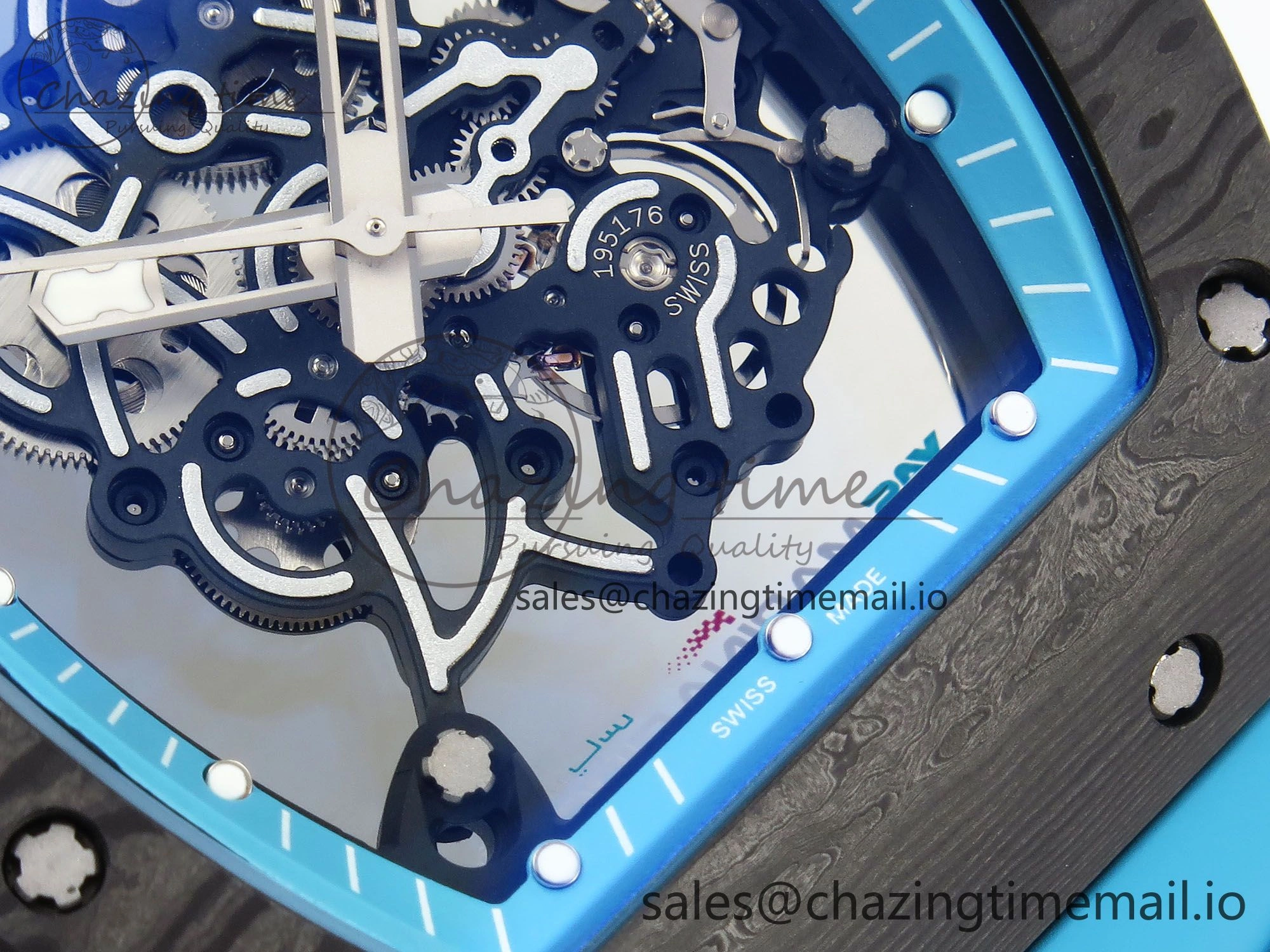 RM055 NTPT ZF 1:1 Best Edition Blue Bezel Blue Crown on Rubber Strap RMUL2 Super Clone