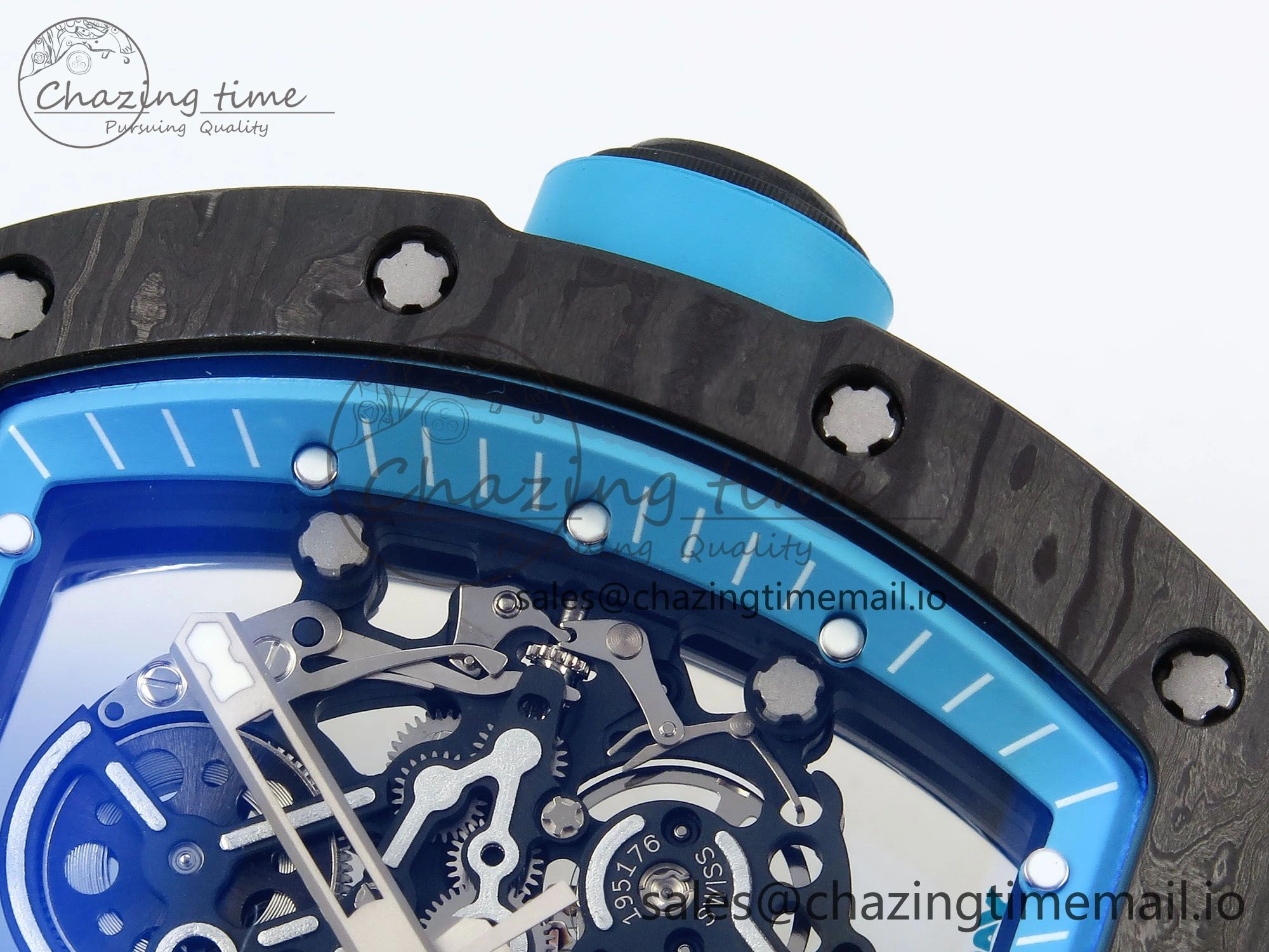 RM055 NTPT ZF 1:1 Best Edition Blue Bezel Blue Crown on Rubber Strap RMUL2 Super Clone