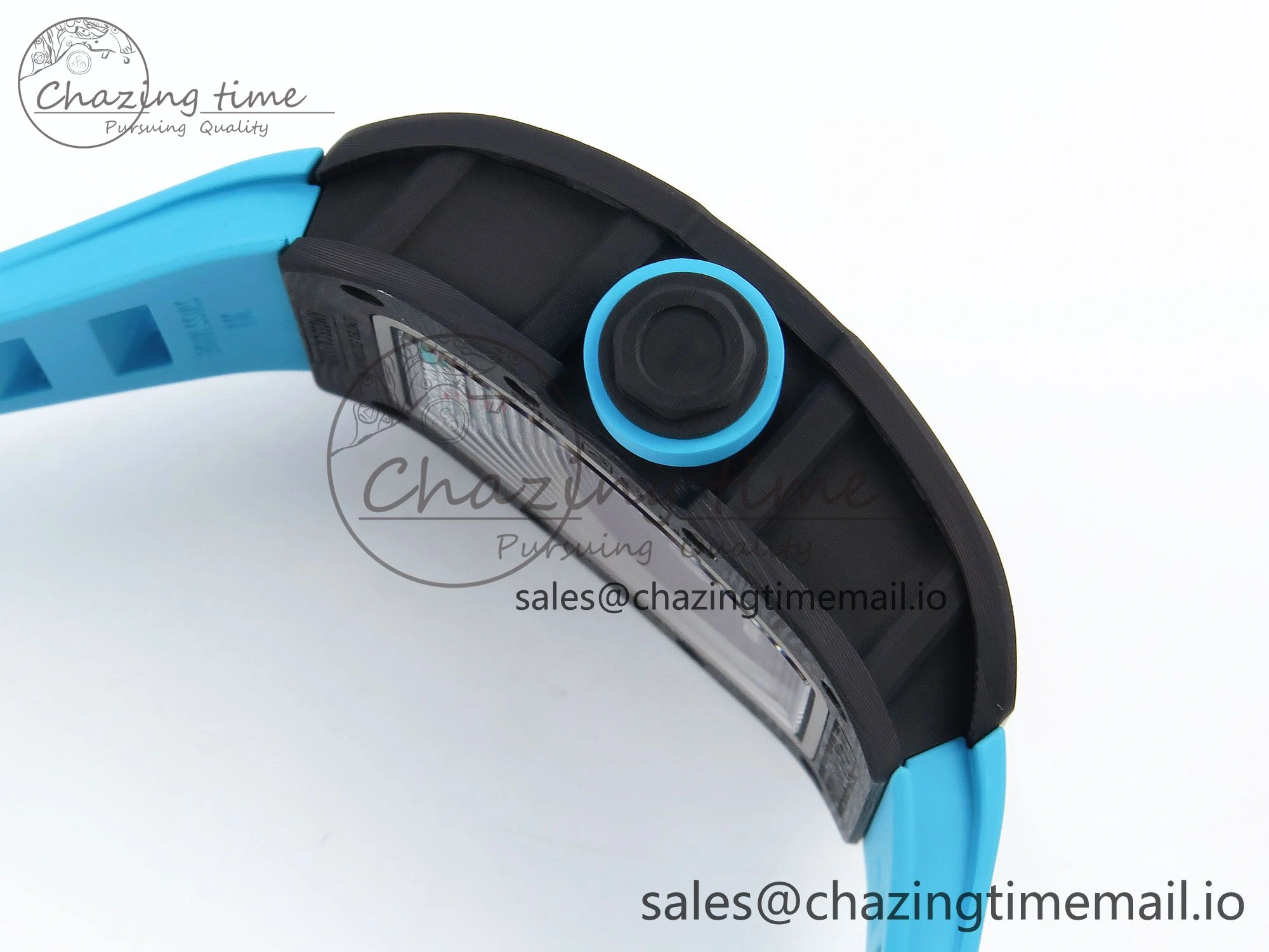RM055 NTPT ZF 1:1 Best Edition Blue Bezel Blue Crown on Rubber Strap RMUL2 Super Clone