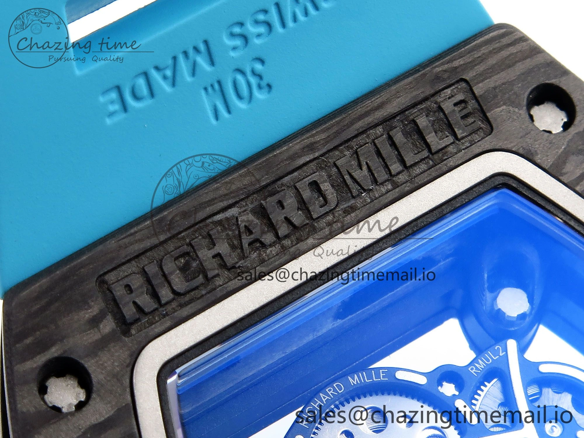 RM055 NTPT ZF 1:1 Best Edition Blue Bezel Blue Crown on Rubber Strap RMUL2 Super Clone