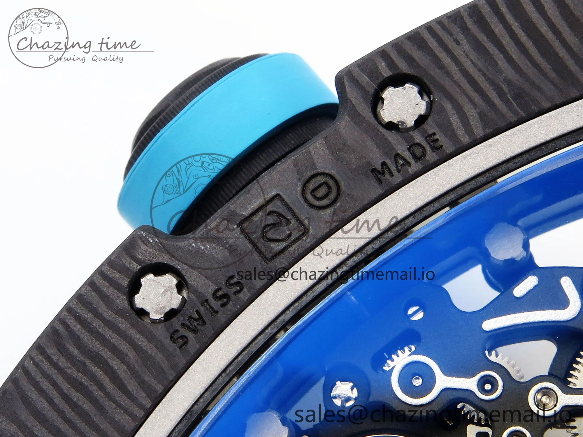 RM055 NTPT ZF 1:1 Best Edition Blue Bezel Blue Crown on Rubber Strap RMUL2 Super Clone