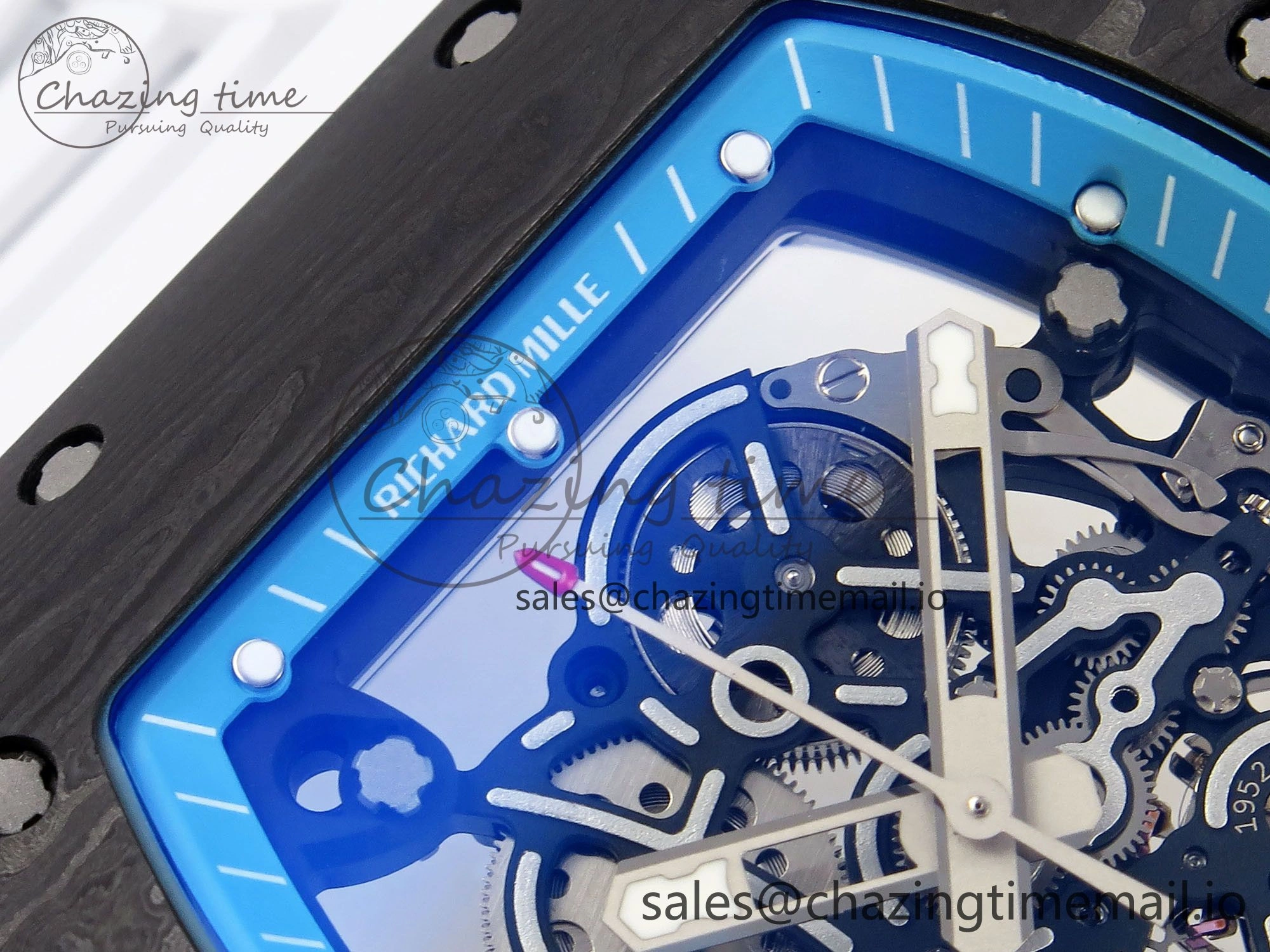 RM055 NTPT ZF 1:1 Best Edition Blue Bezel White Crown on Rubber Strap RMUL2 Super Clone