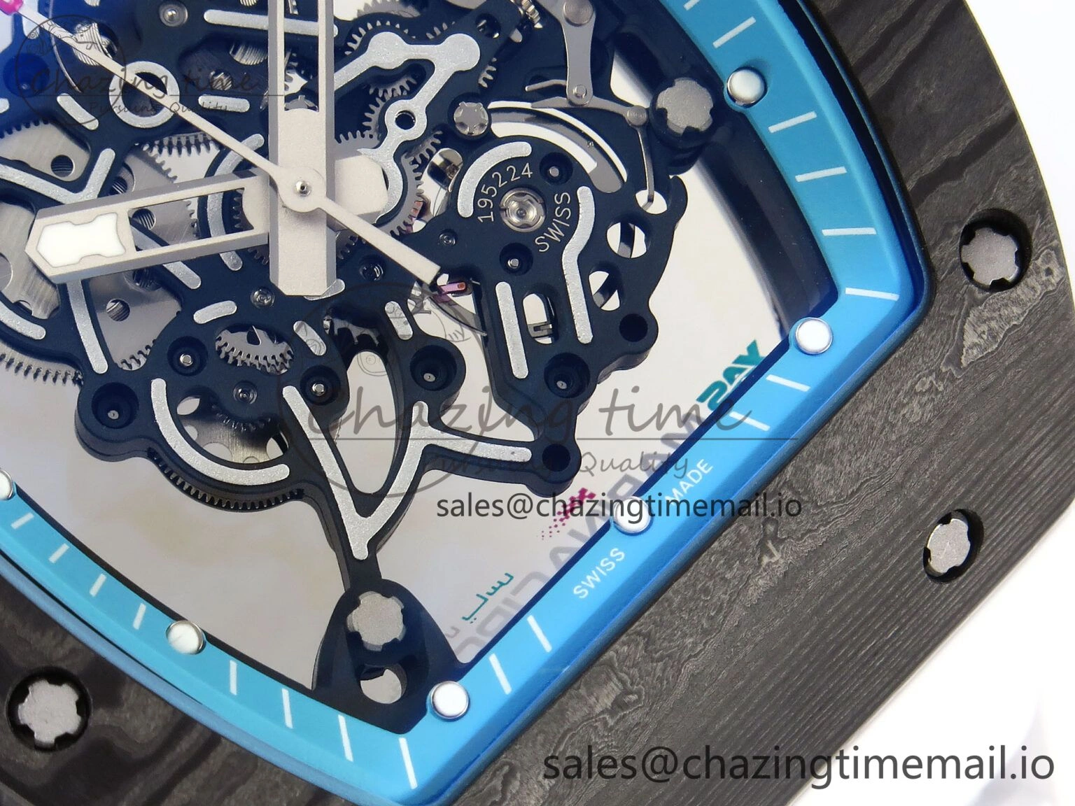 RM055 NTPT ZF 1:1 Best Edition Blue Bezel White Crown on Rubber Strap RMUL2 Super Clone