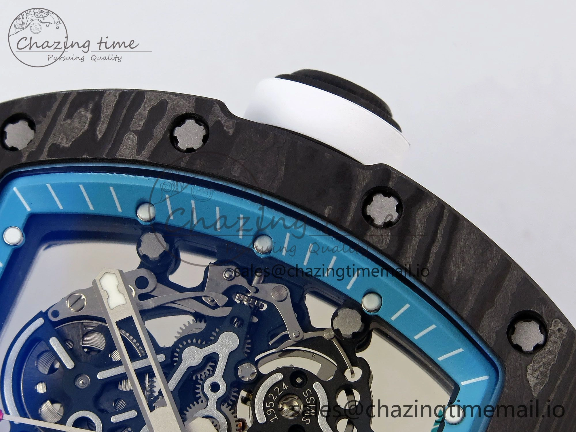 RM055 NTPT ZF 1:1 Best Edition Blue Bezel White Crown on Rubber Strap RMUL2 Super Clone