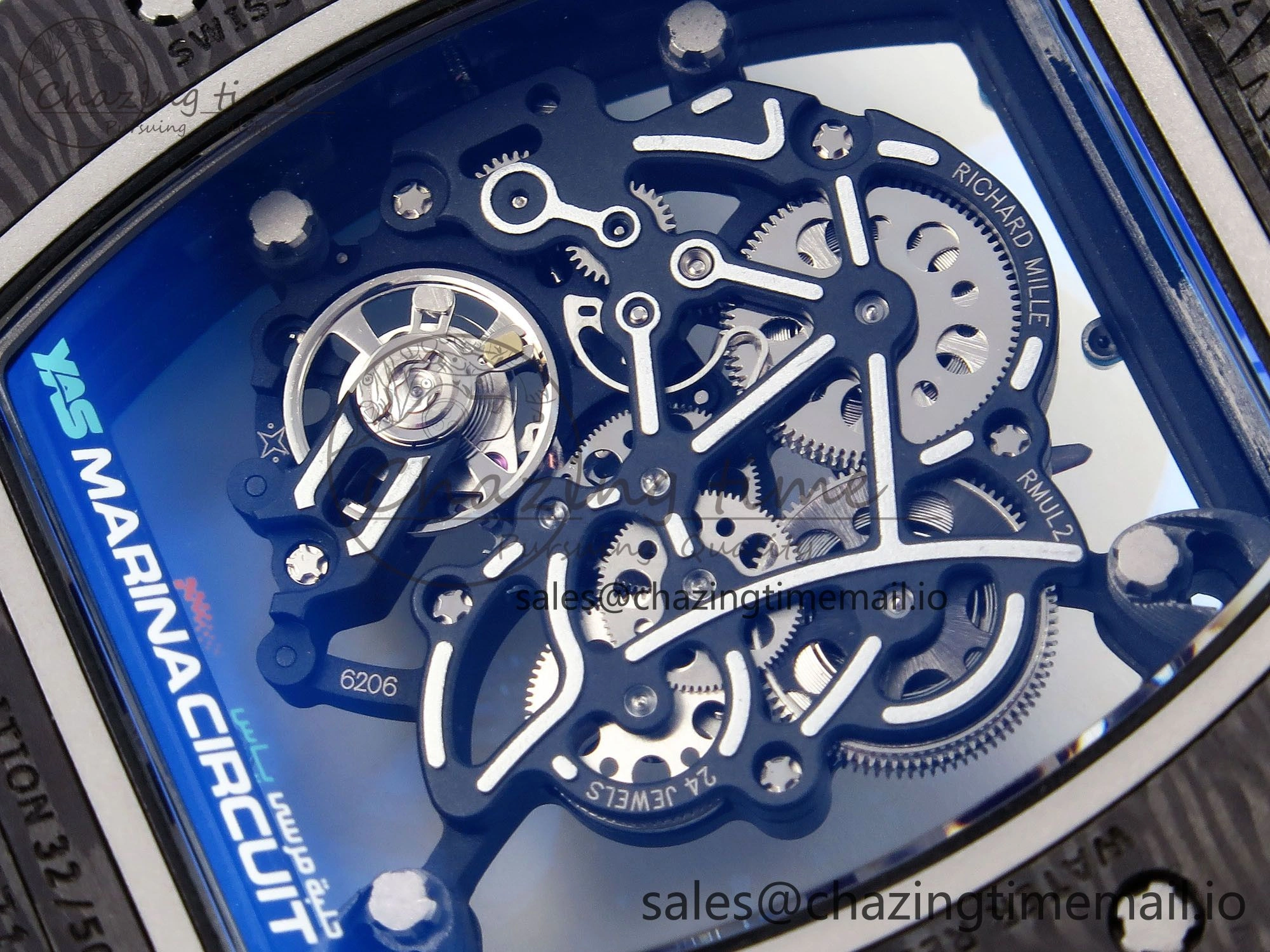 RM055 NTPT ZF 1:1 Best Edition Blue Bezel White Crown on Rubber Strap RMUL2 Super Clone