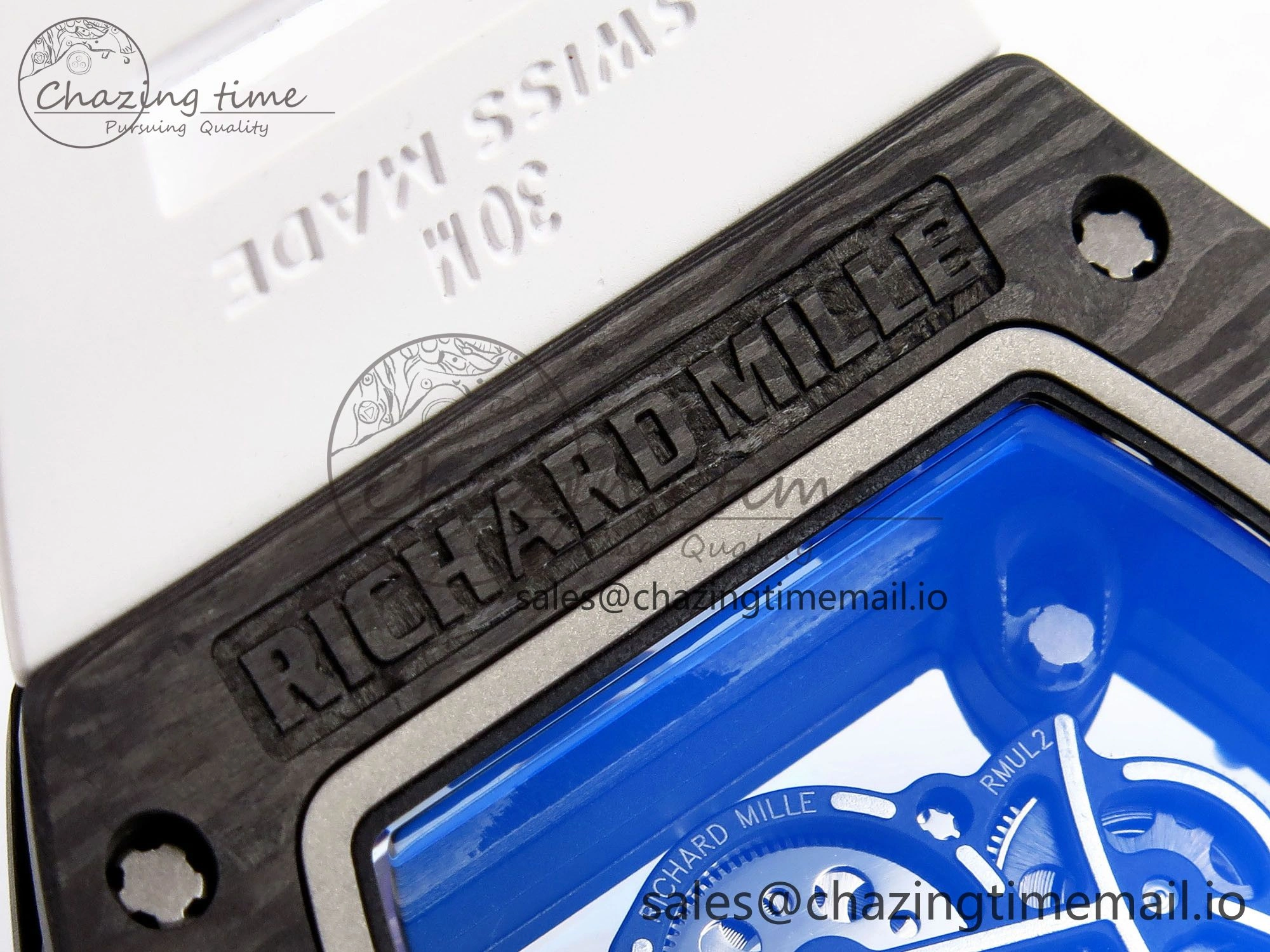RM055 NTPT ZF 1:1 Best Edition Blue Bezel White Crown on Rubber Strap RMUL2 Super Clone