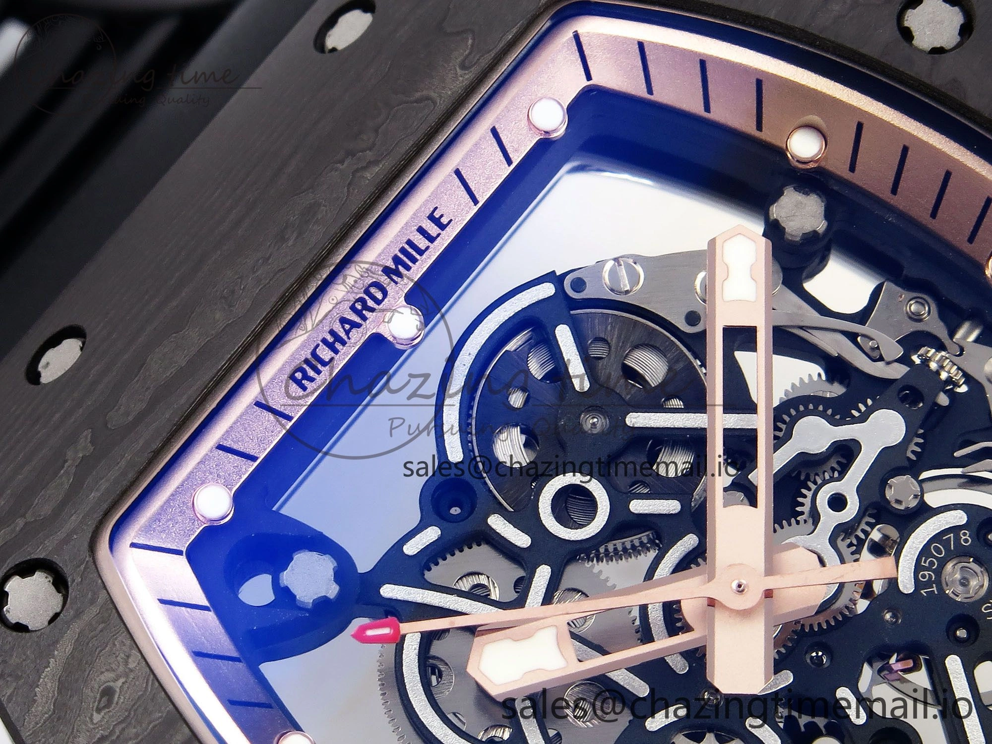RM055 NTPT ZF 1:1 Best Edition Gold Bezel Black Crown on Rubber Strap RMUL2 Super Clone