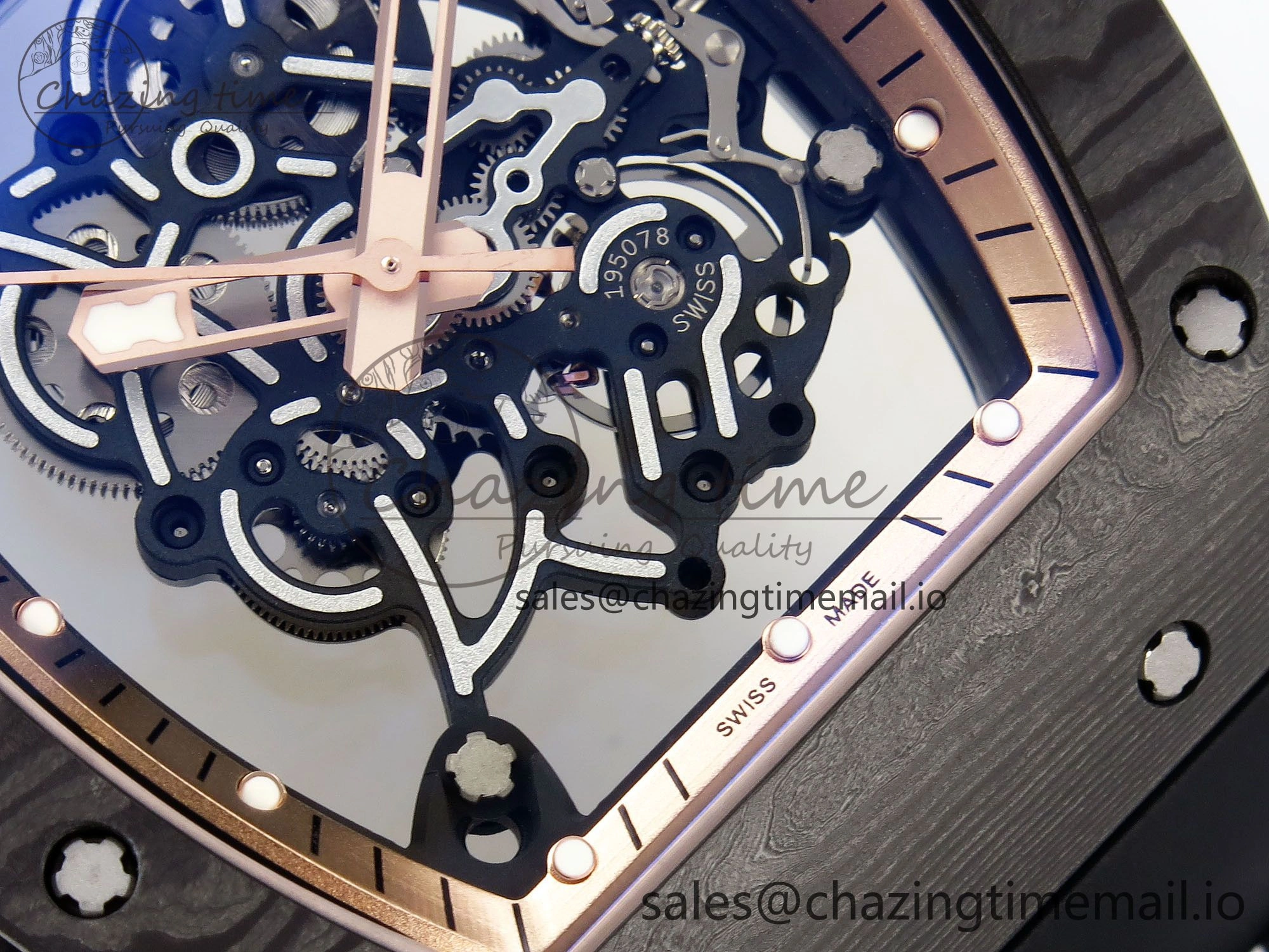 RM055 NTPT ZF 1:1 Best Edition Gold Bezel Black Crown on Rubber Strap RMUL2 Super Clone