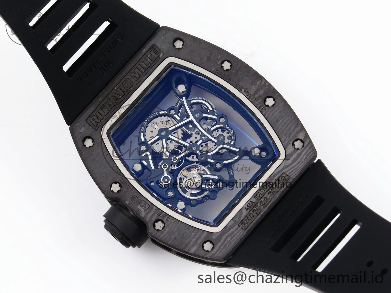 RM055 NTPT ZF 1:1 Best Edition Gold Bezel Black Crown on Rubber Strap RMUL2 Super Clone