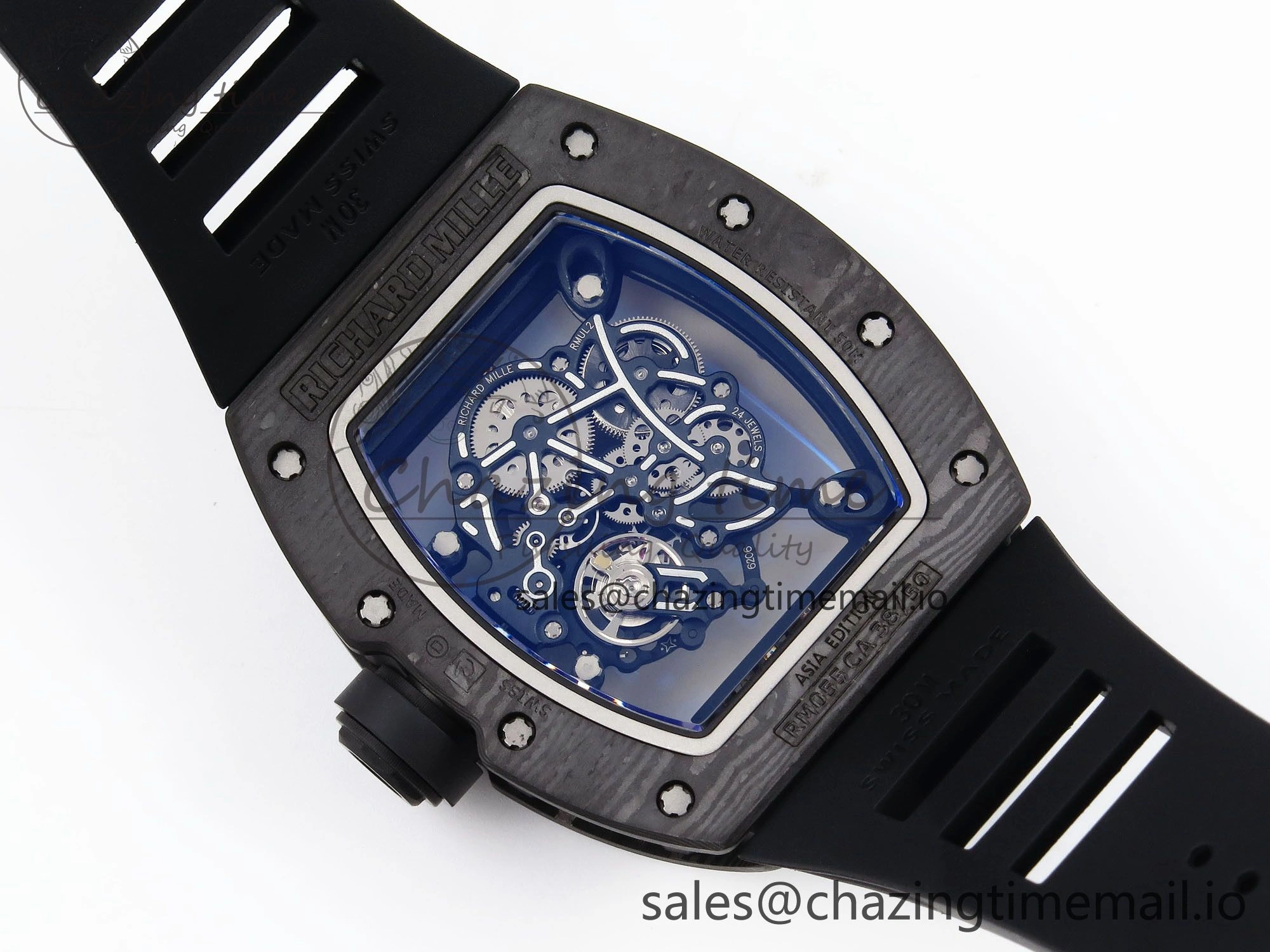 RM055 NTPT ZF 1:1 Best Edition Gold Bezel Black Crown on Rubber Strap RMUL2 Super Clone